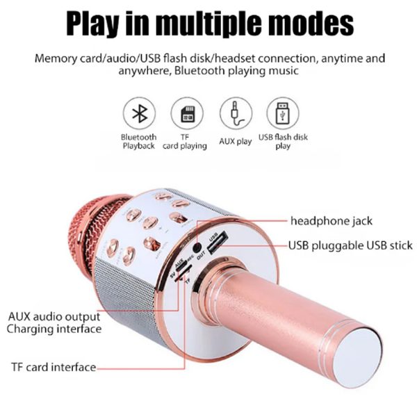 WS-858 Wireless Karaoke Microphone Speaker Handheld KTV Bluetooth Mic