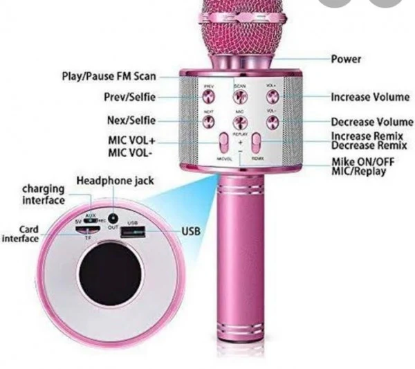 WS-858 Wireless Karaoke Microphone Speaker Handheld KTV Bluetooth Mic