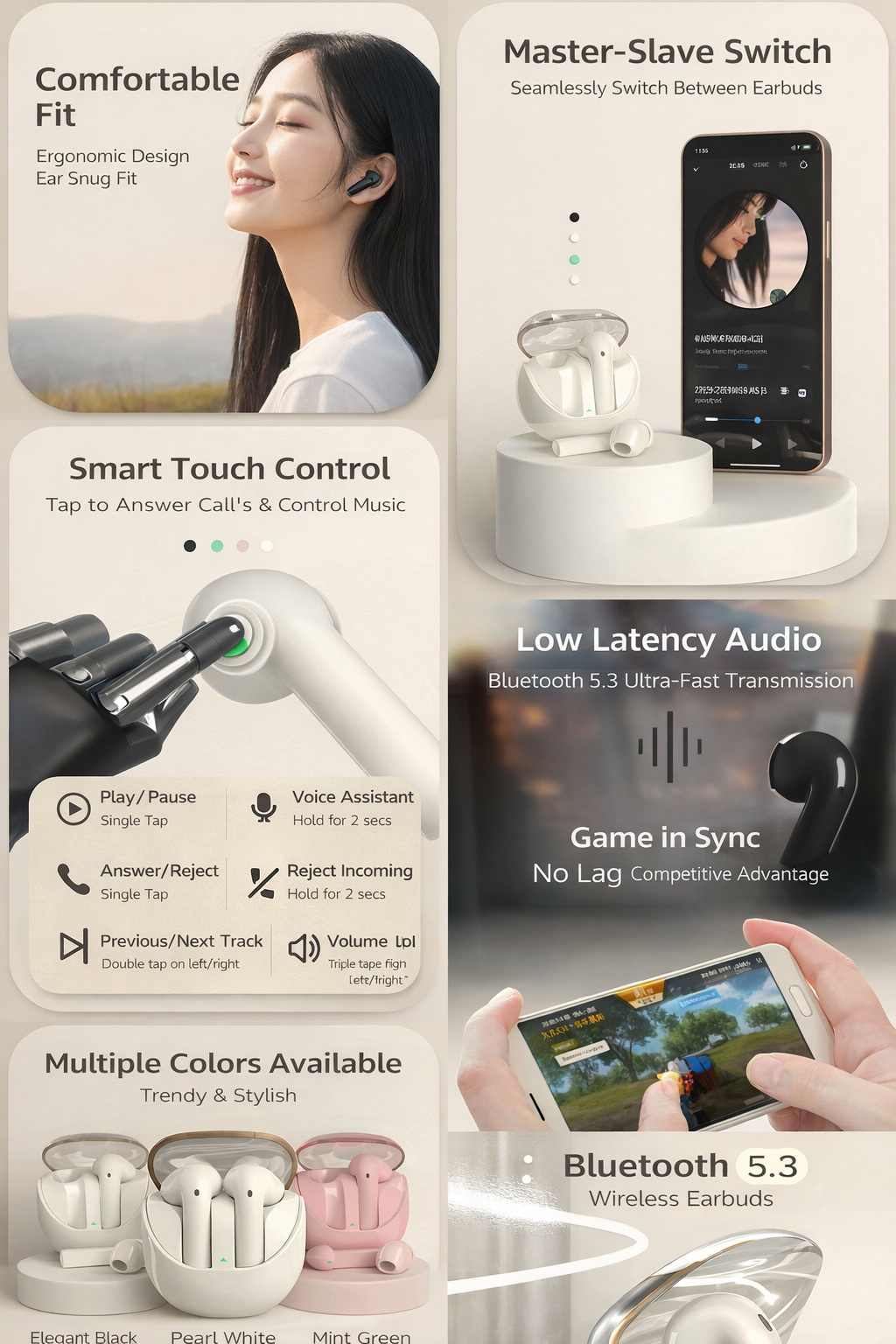 E19 Gaming Mode Bluetooth 5.3 Earbuds Price in Pakistan | HD Calling TWS