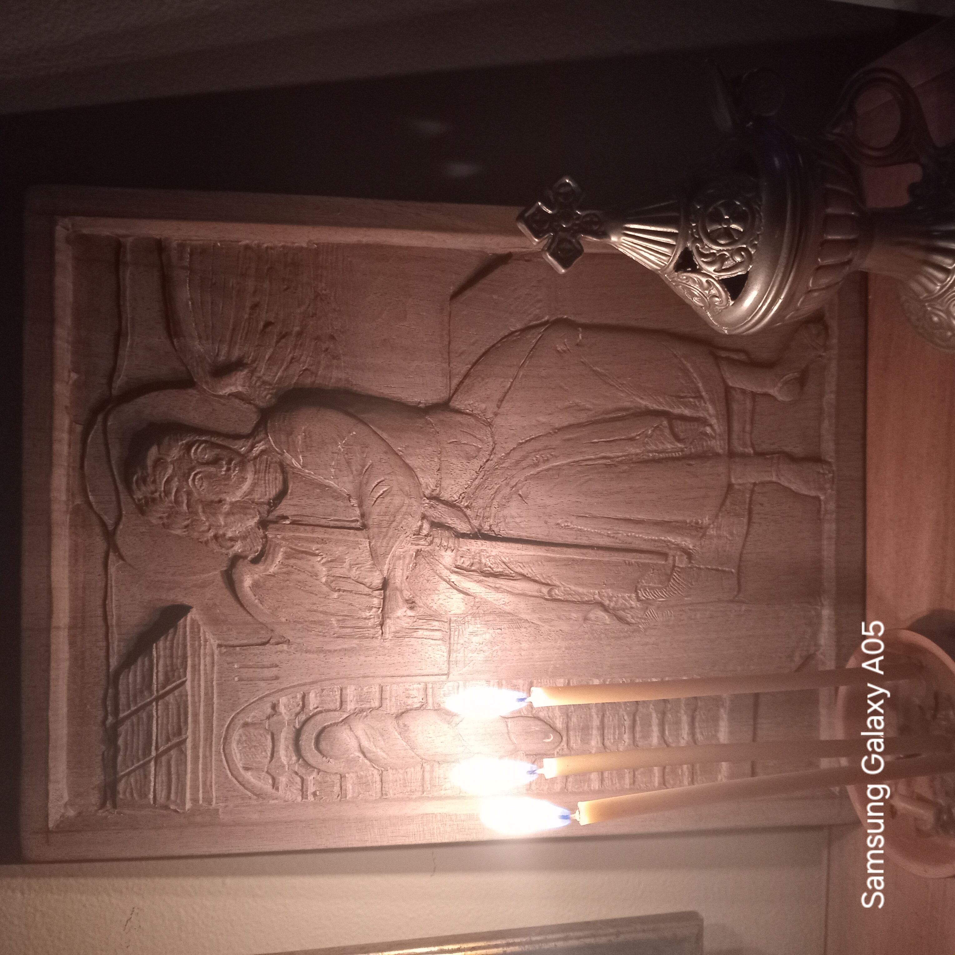Wooden Hand-Carved Religious Plaque