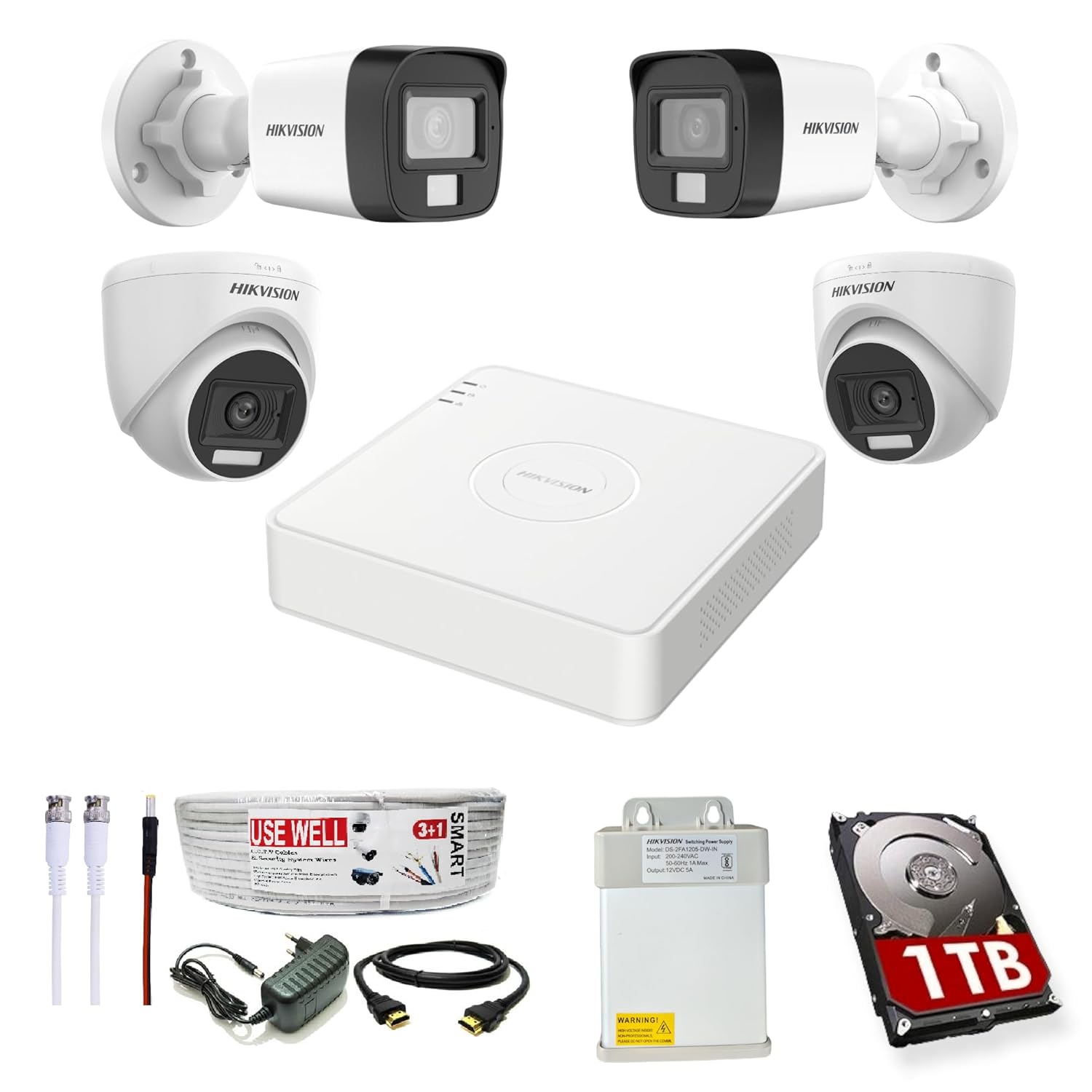 Hikvision 4-Channel 1TB CCTV Security Camera Kit (1year warranty)
