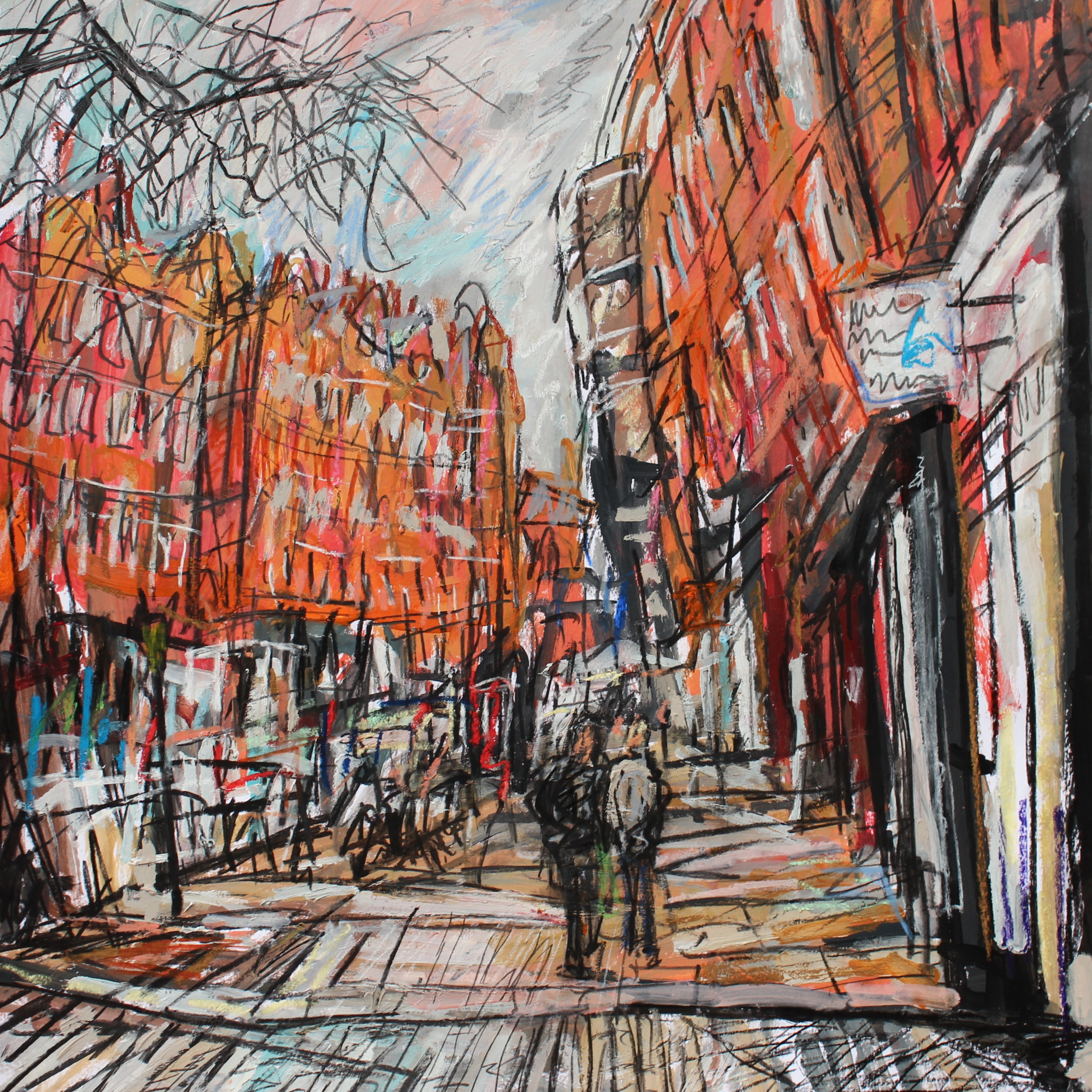Couple walking in Hampstead village