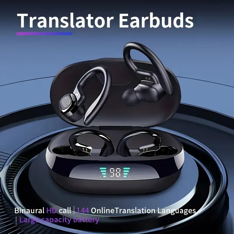 2025 New 144-Language AI Translation Earbuds- Real-Time Voice Translation, HD Sound, Comfortable Fit for Travel& Business, Wireless Wireless Headphones with Touch Control& Type-C Charging Case