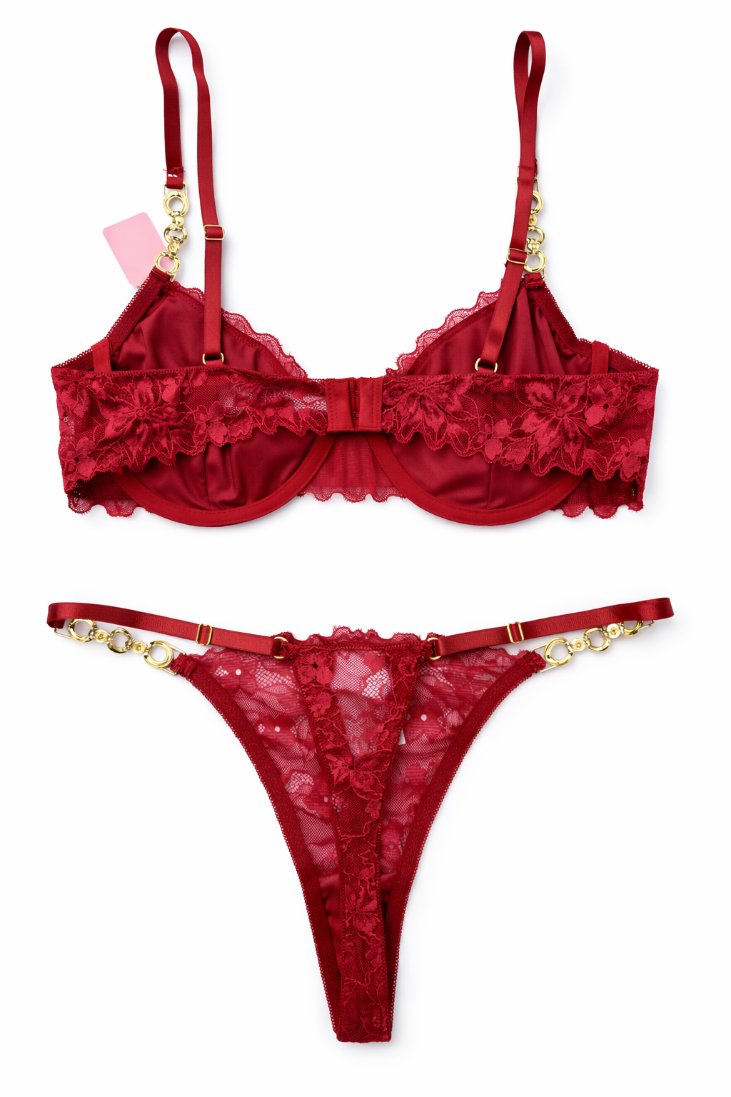 Conjunto lencería rojo de encaje