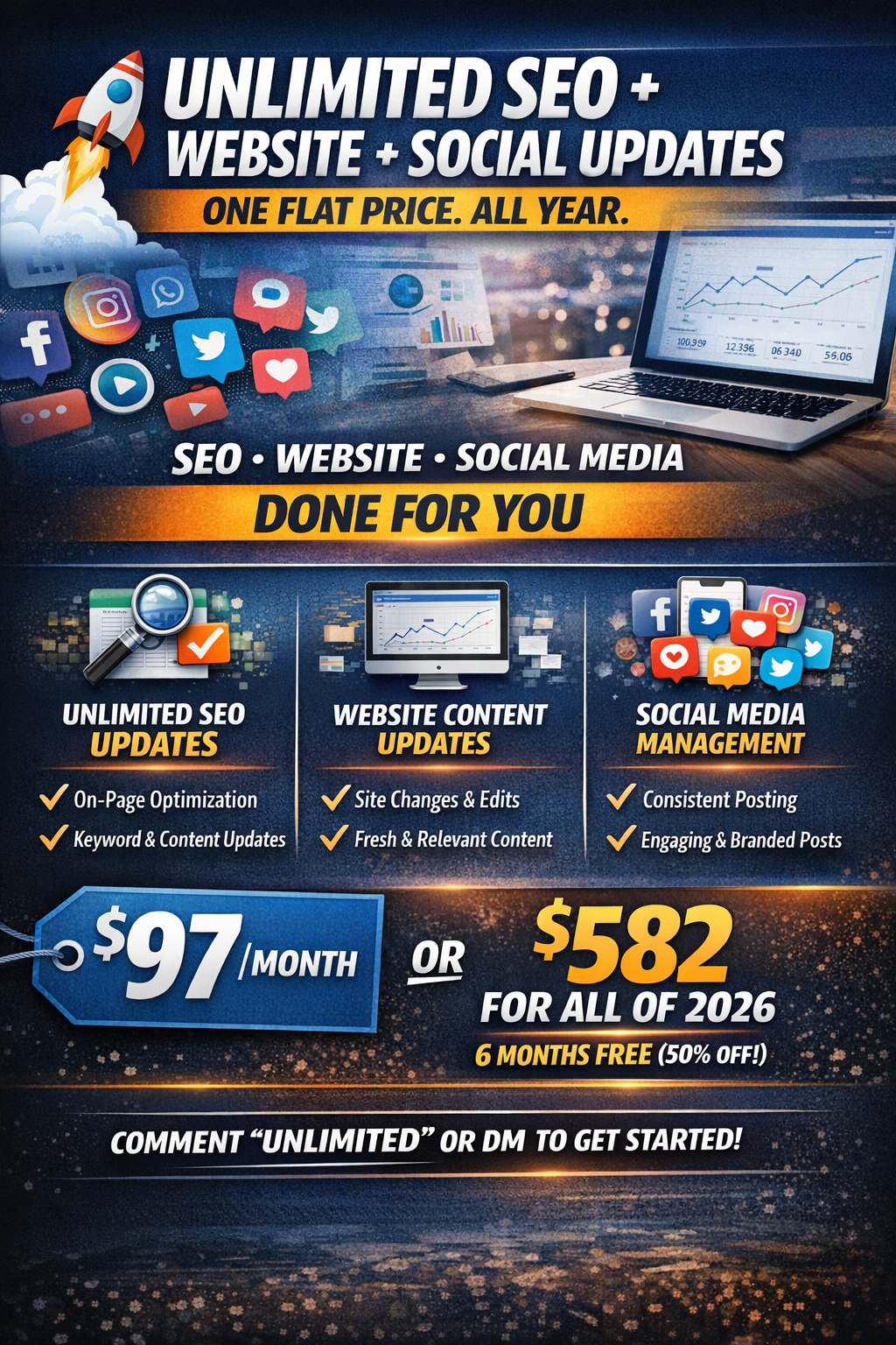 Unlimited SEO + Website + Social Updates