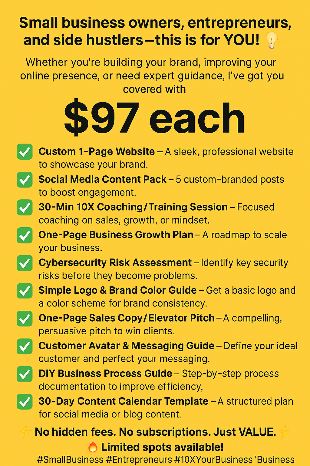 $97 A La Carte Services