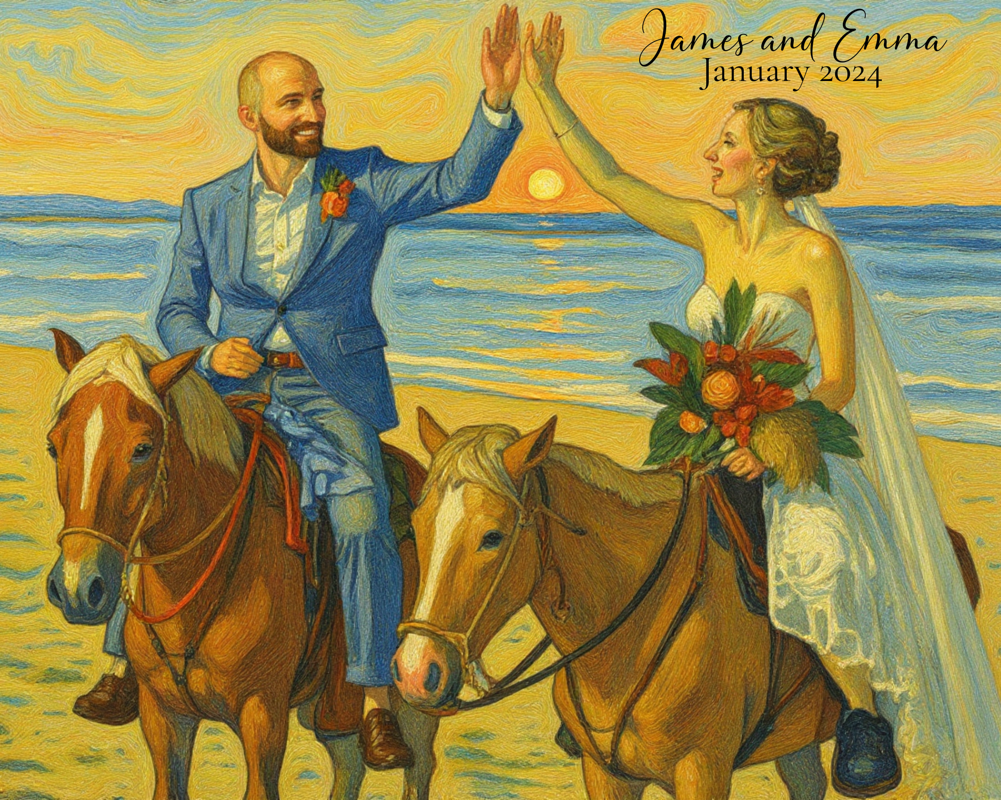 Personalized Wedding Portrait Digital Print - Style C