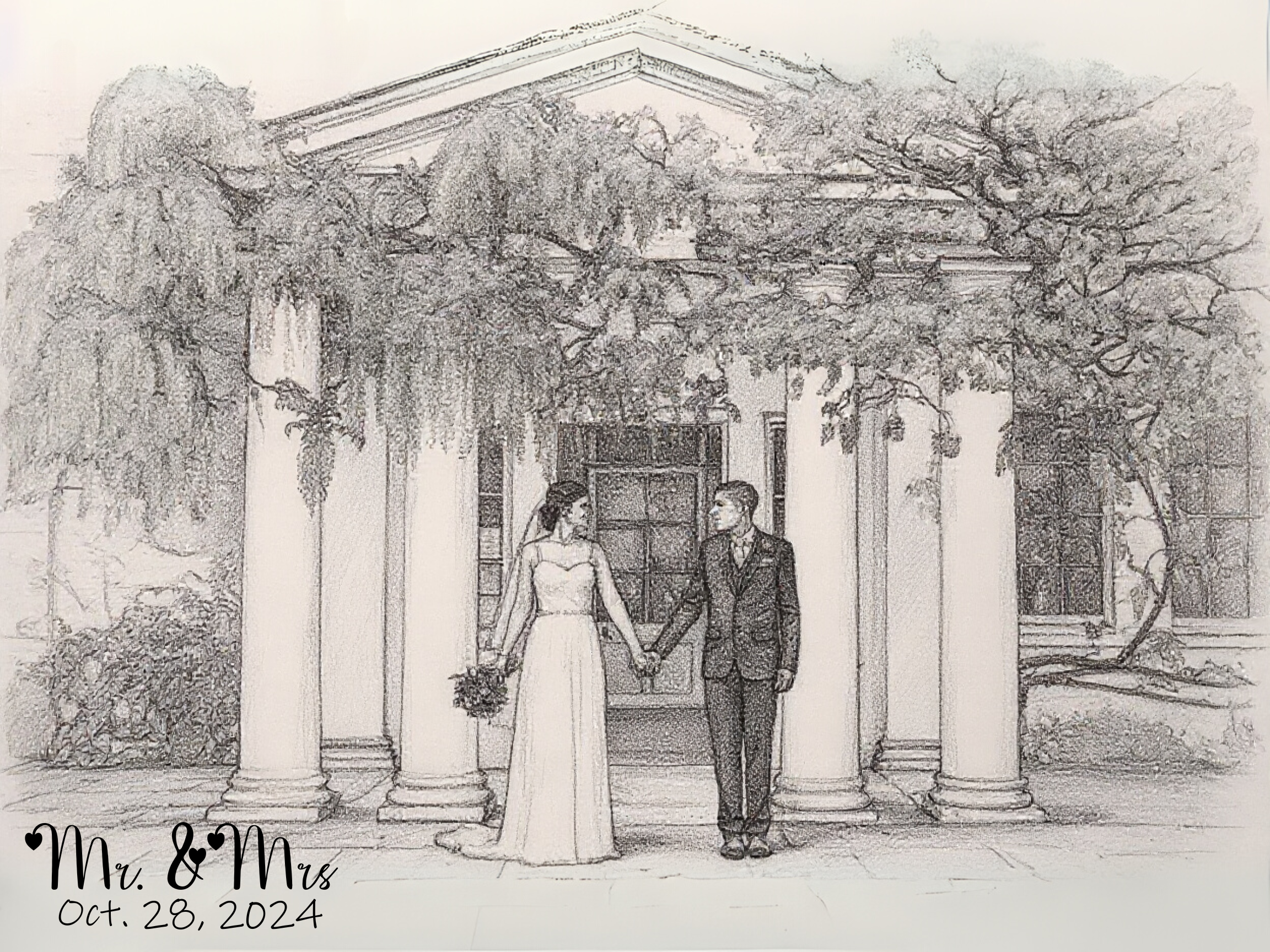 Personalized Wedding Portrait Digital Print - Style F