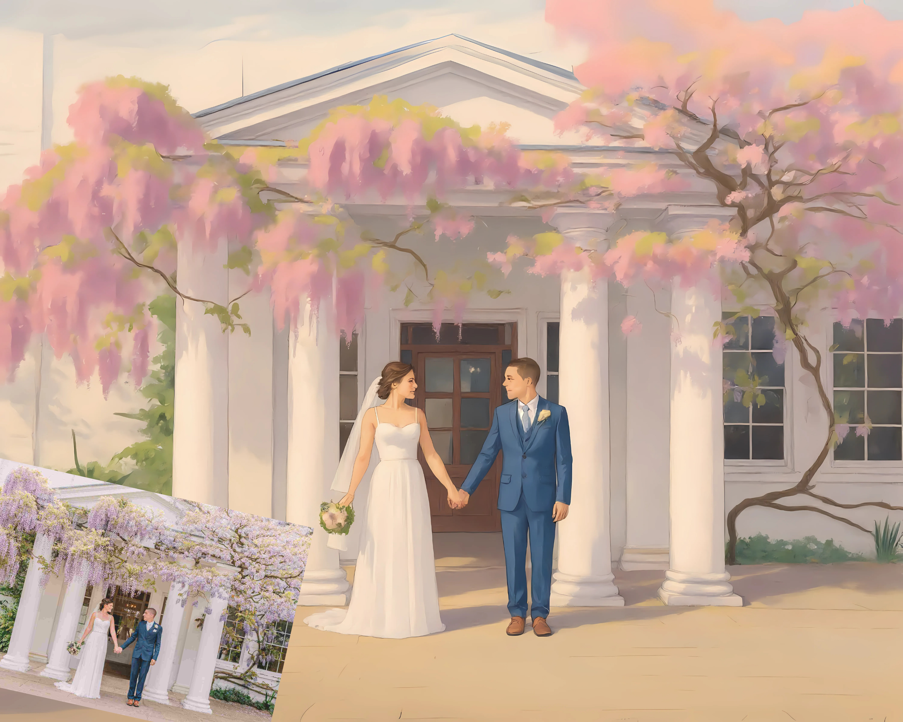 Personalized Wedding Portrait Digital Print - Style H