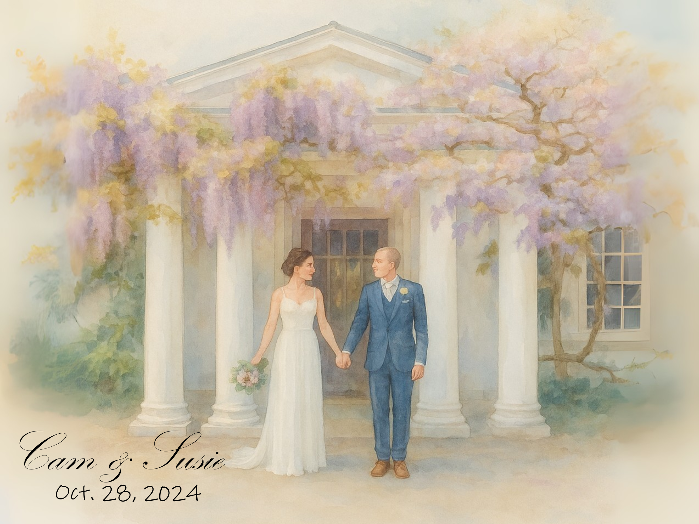 Personalized Wedding Portrait Digital Print - Style J