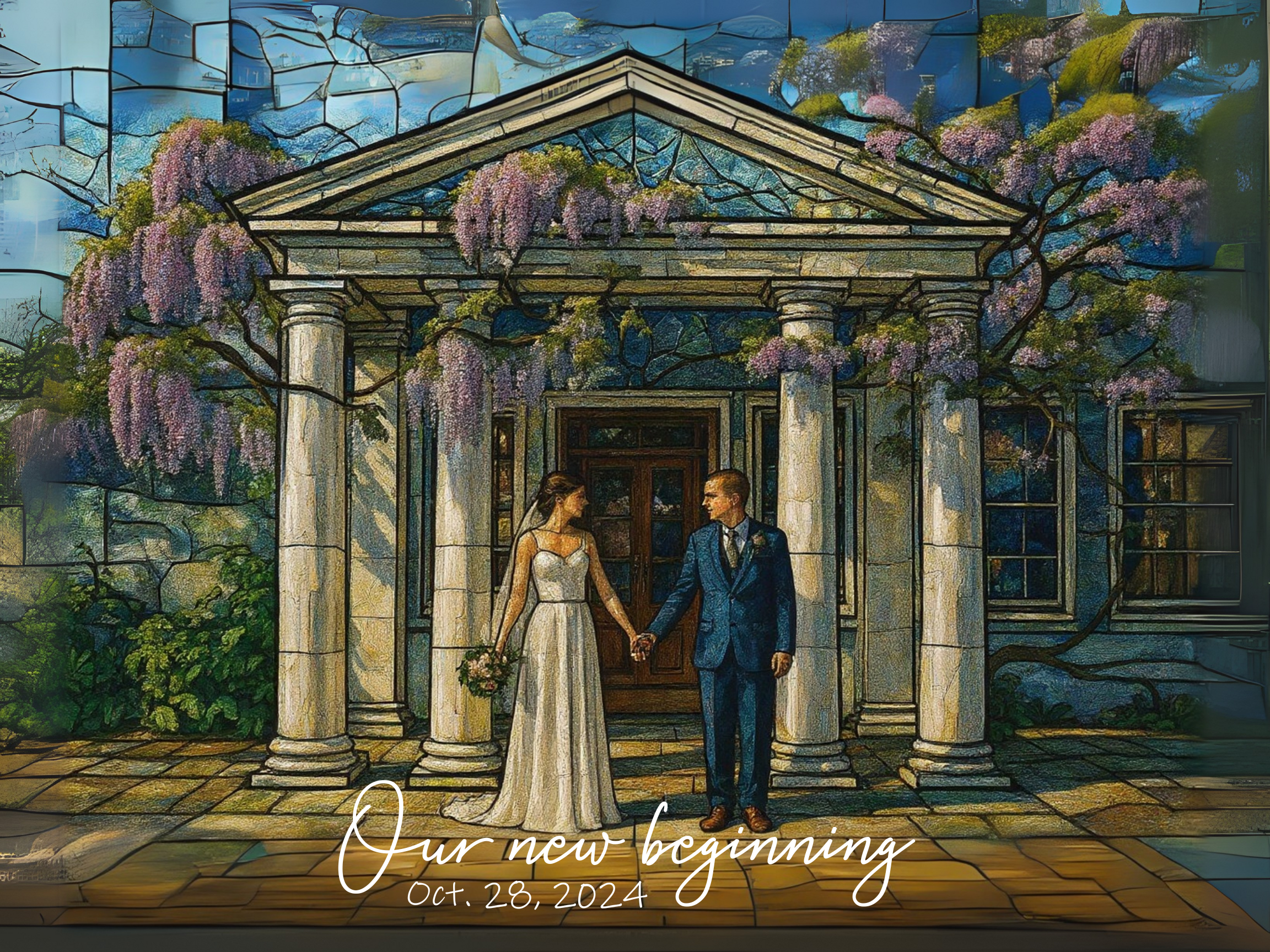 Personalized Wedding Portrait Digital Print - Style Q