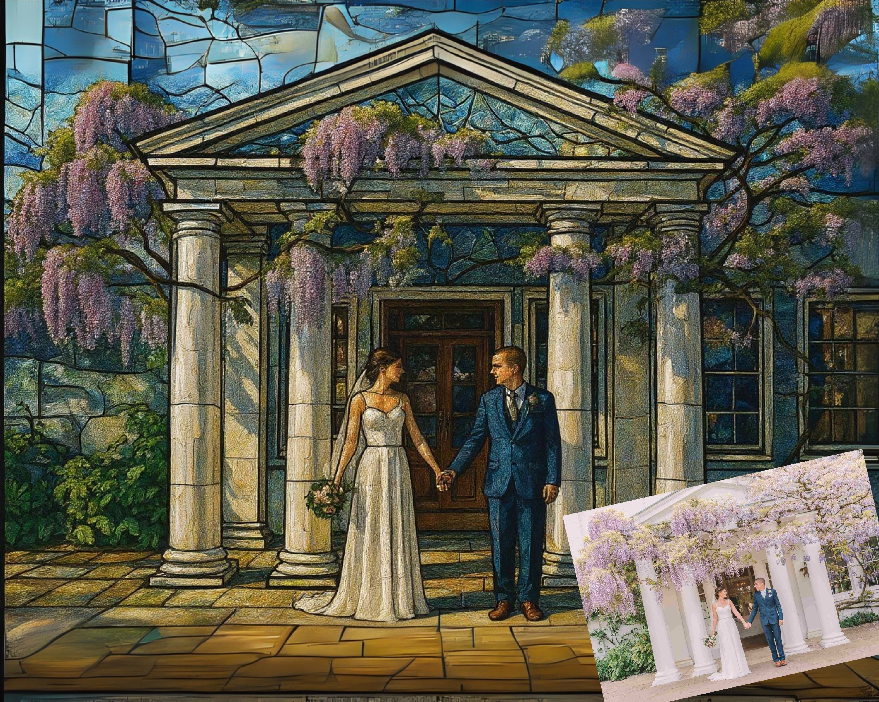 Personalized Wedding Portrait Digital Print - Style Q