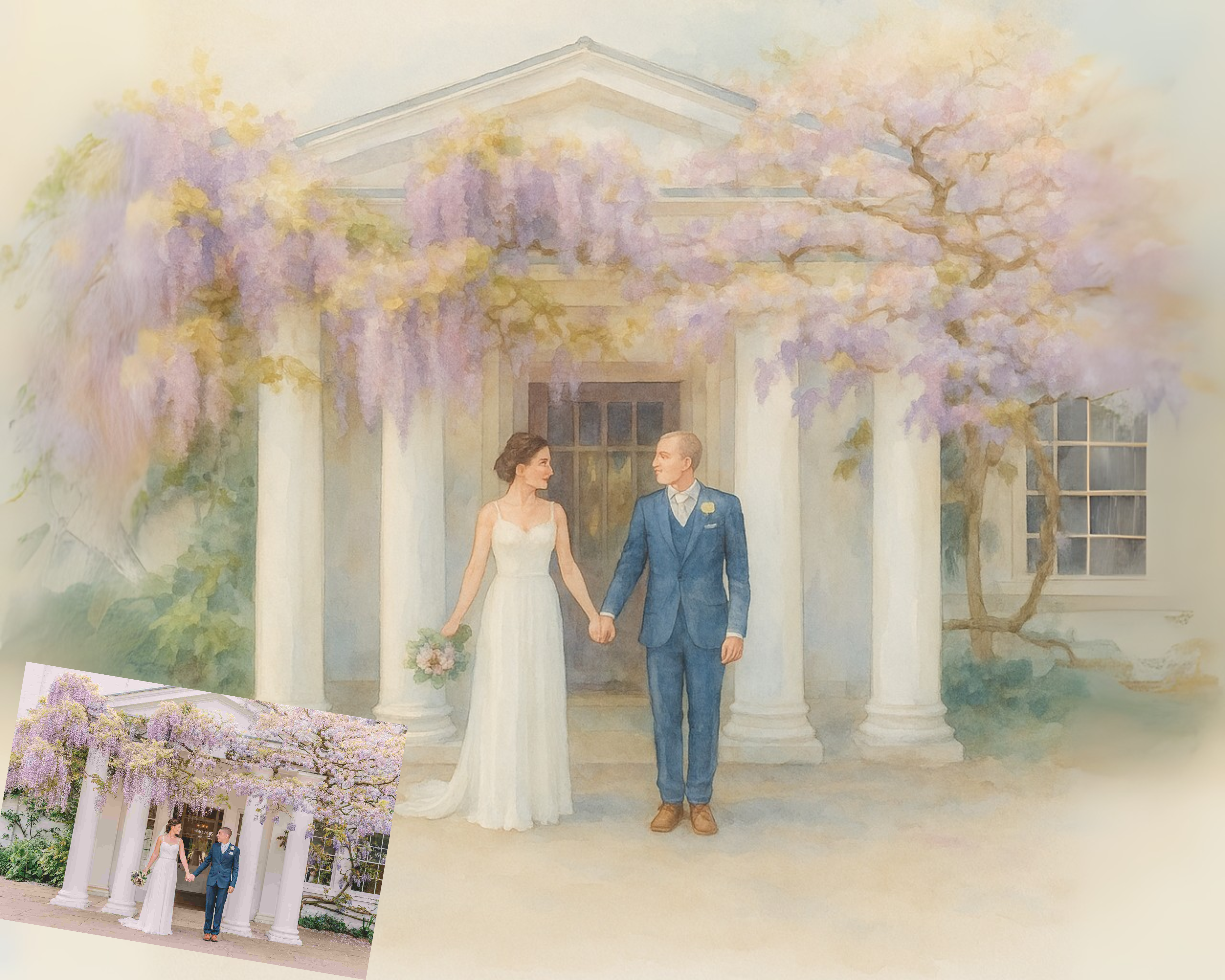 Personalized Wedding Portrait Digital Print - Style J