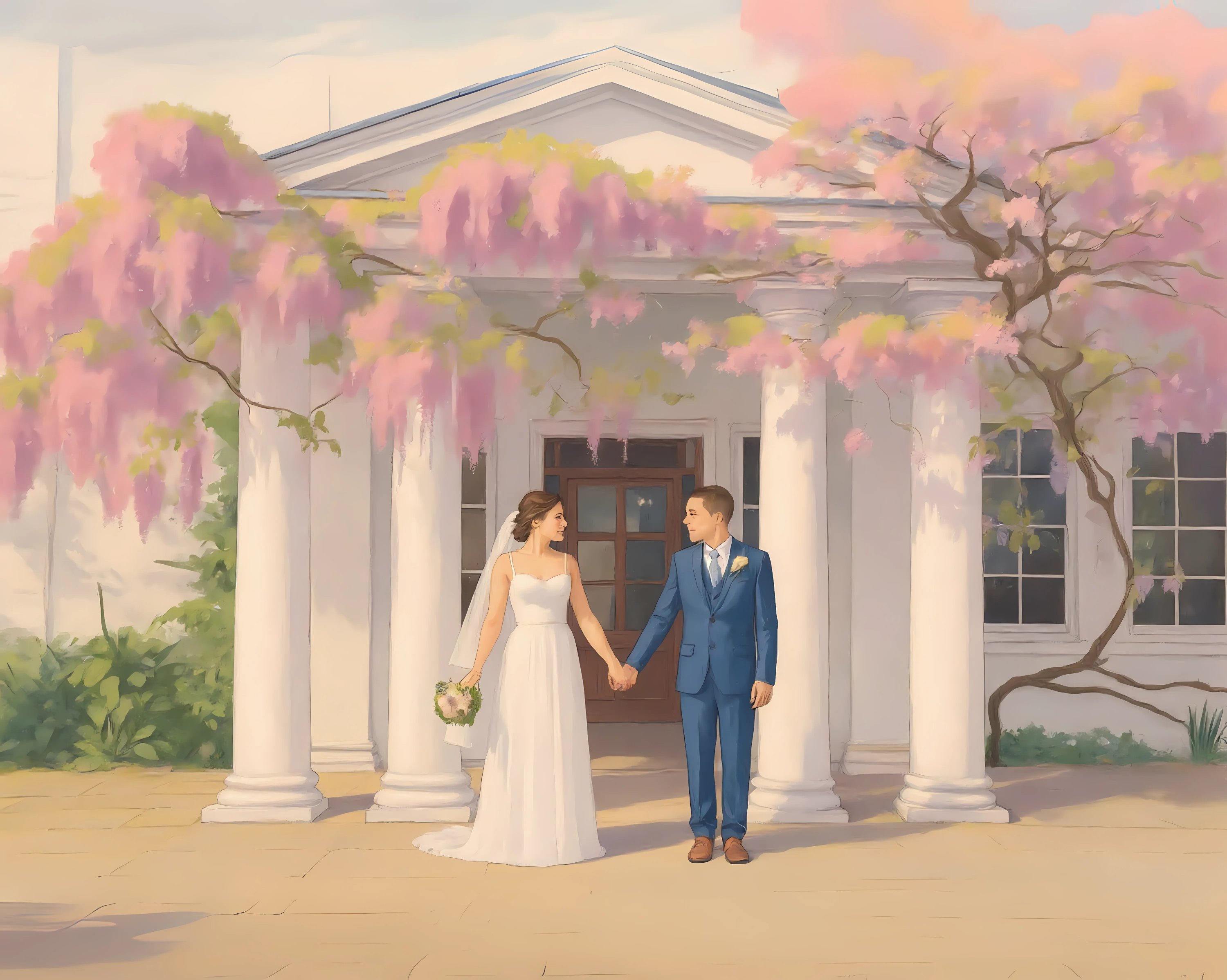 Personalized Wedding Portrait Digital Print - Style H