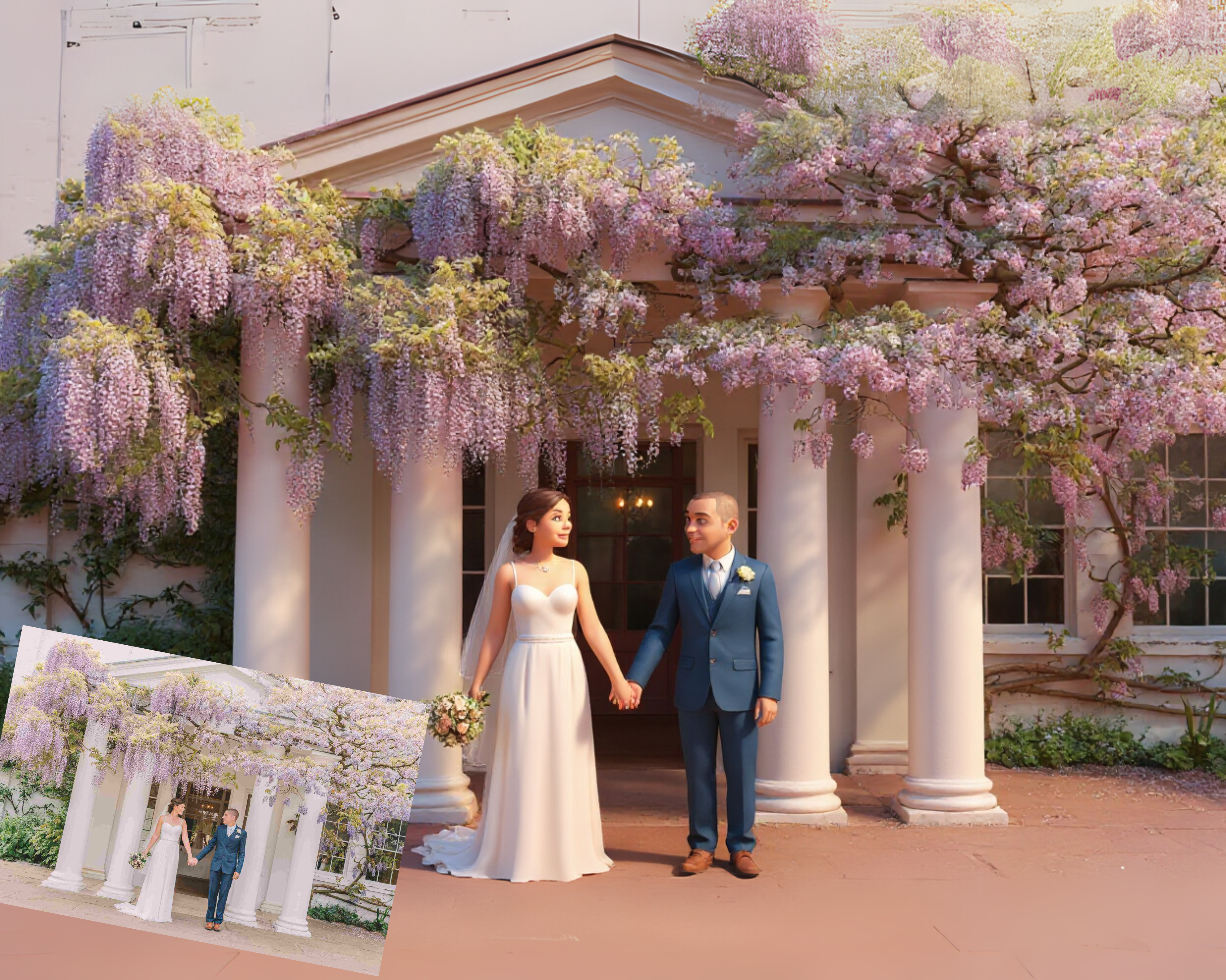 Personalized Wedding Portrait Digital Print - Style M