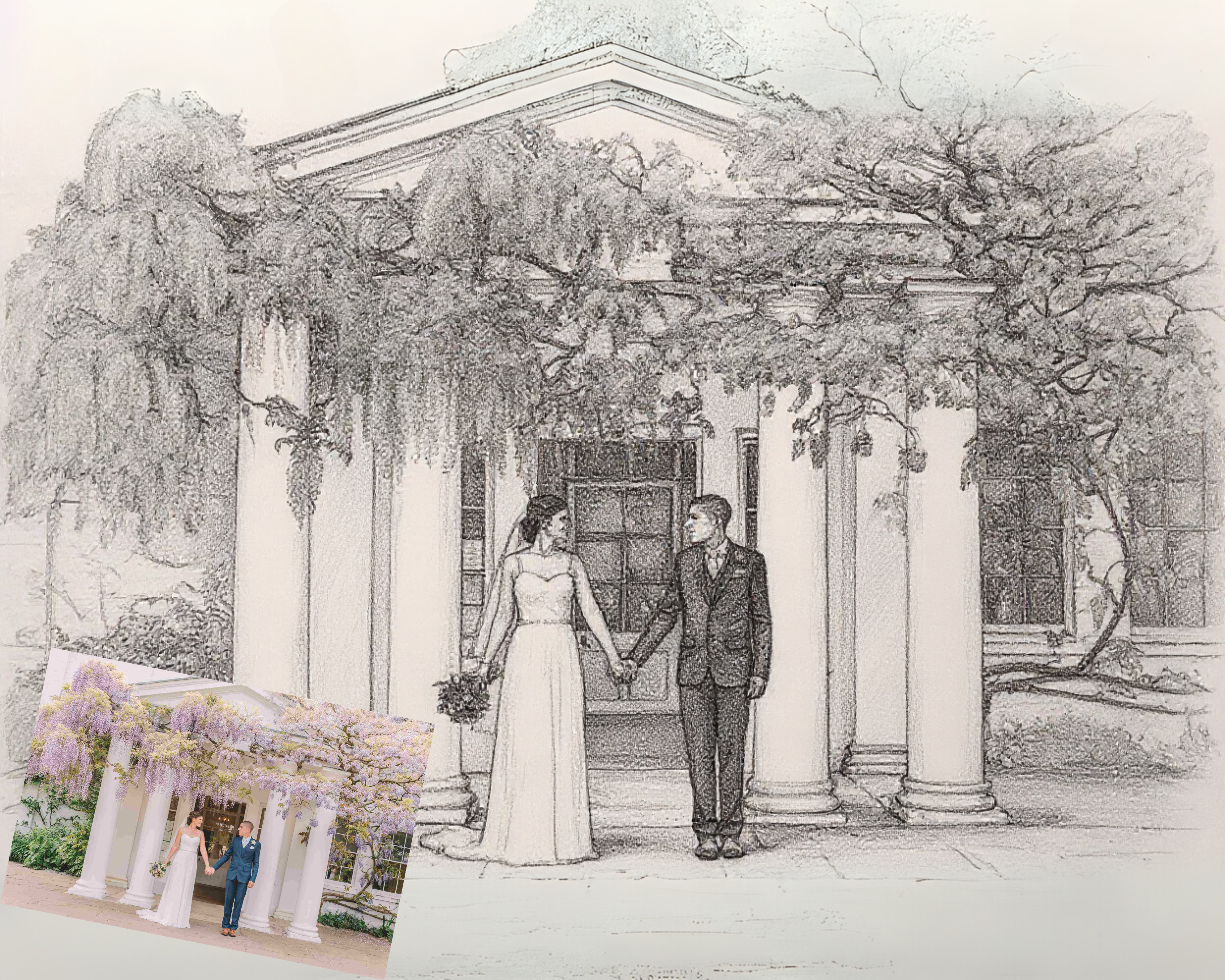 Personalized Wedding Portrait Digital Print - Style F