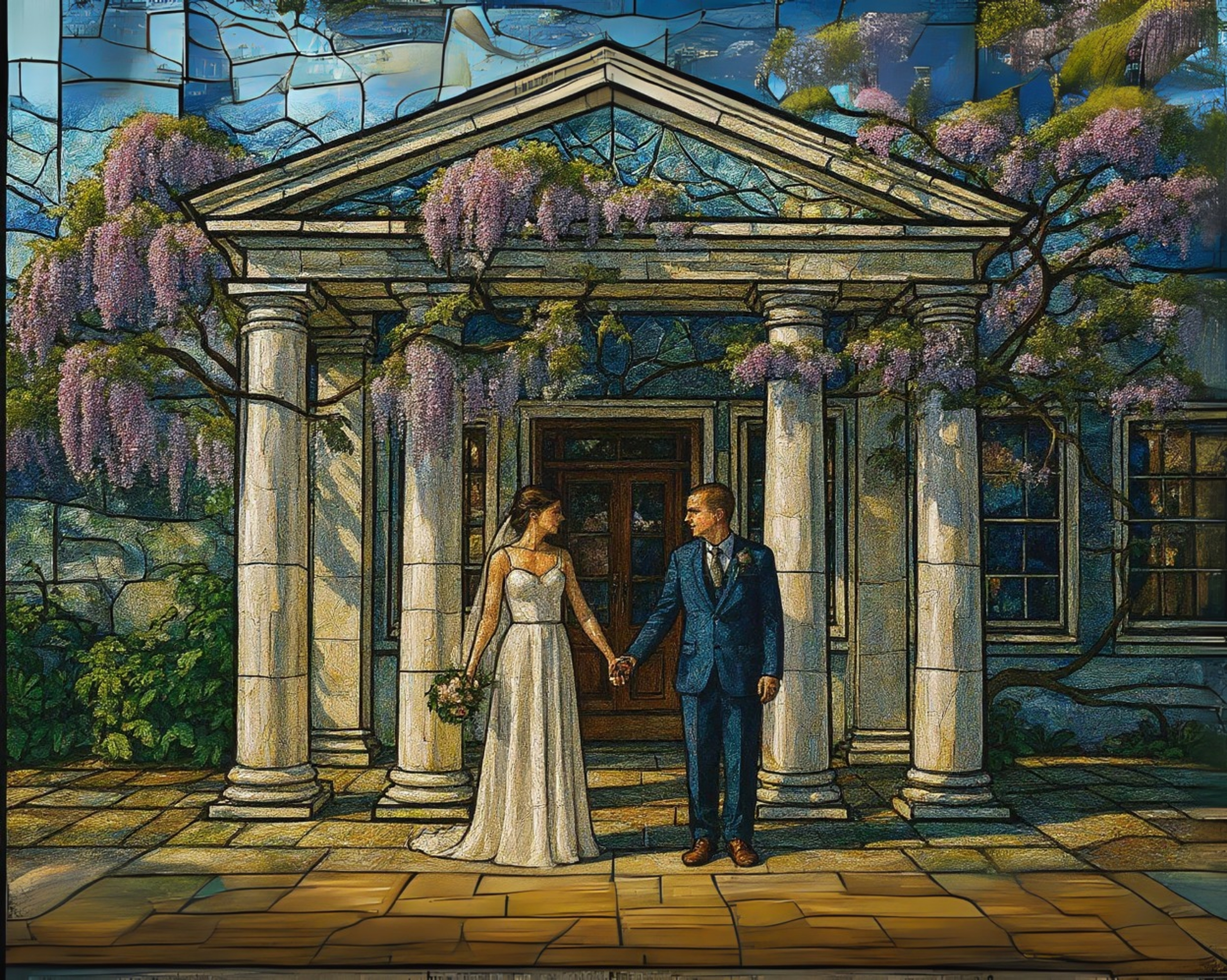 Personalized Wedding Portrait Digital Print - Style Q