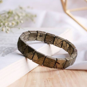 Pyrite Cube Beaded Bracelet