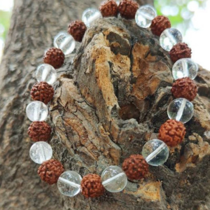 Rudraksha and spatik Bead Bracelet