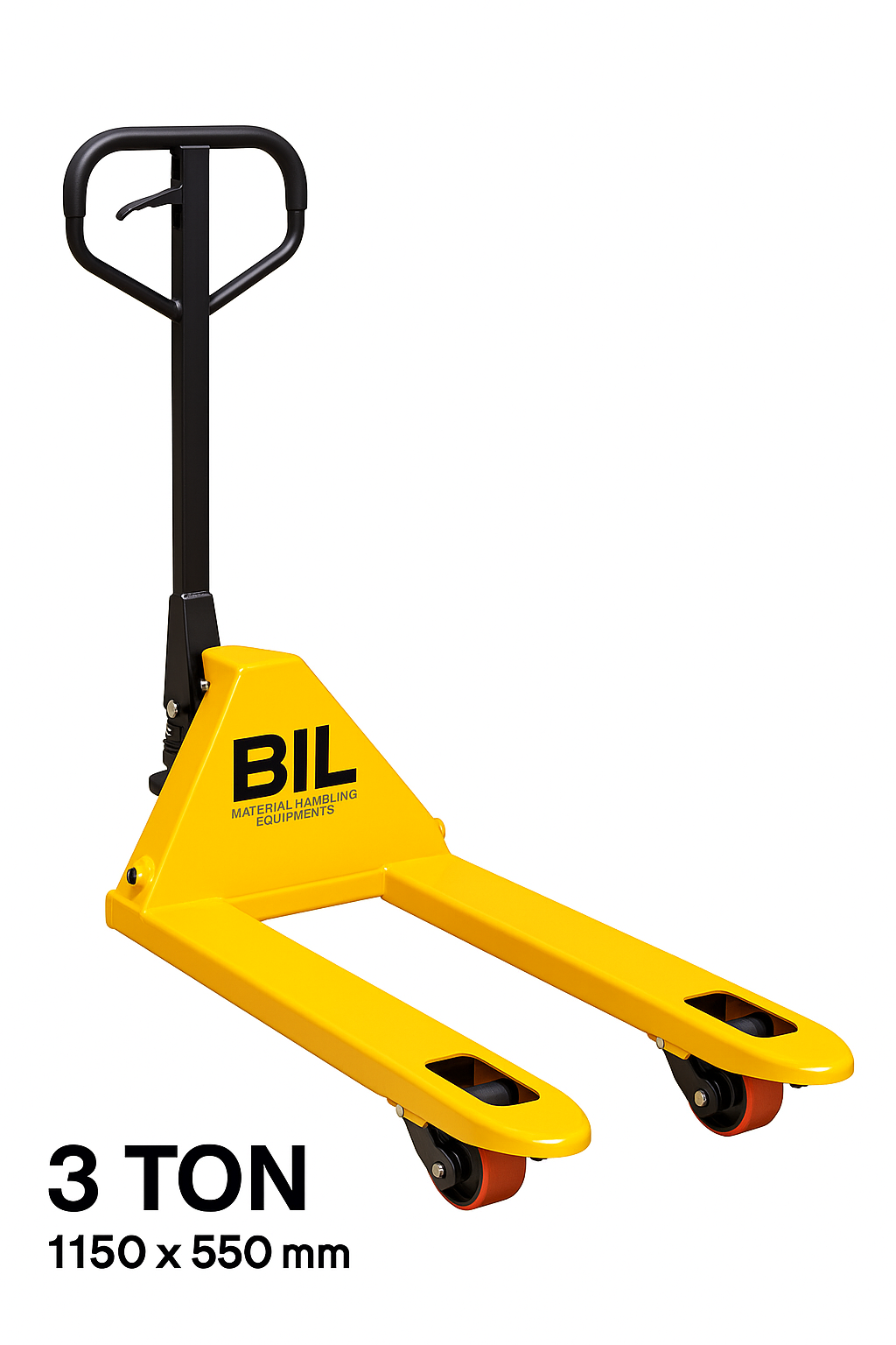 BIL MHE || Hydraulic Hand Pallet Truck 3 Ton Capacity | Heavy Duty 3000 kg Manual Pallet Jack | Industrial Warehouse Material Handling Equipment | Four Wheels | Easy Lift & Move 