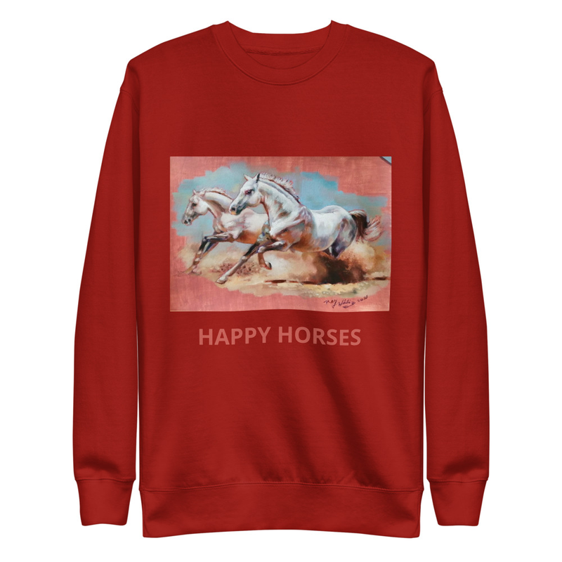 Unisex Premium Winter Sweatshirt | Cotton Heritage M2480 "HAPPY HORSES"