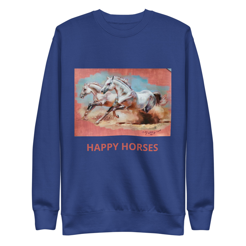 Unisex Premium Winter Sweatshirt | Cotton Heritage M2480 "HAPPY HORSES"