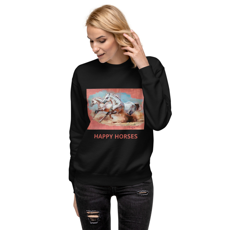 Unisex Premium Winter Sweatshirt | Cotton Heritage M2480 "HAPPY HORSES"