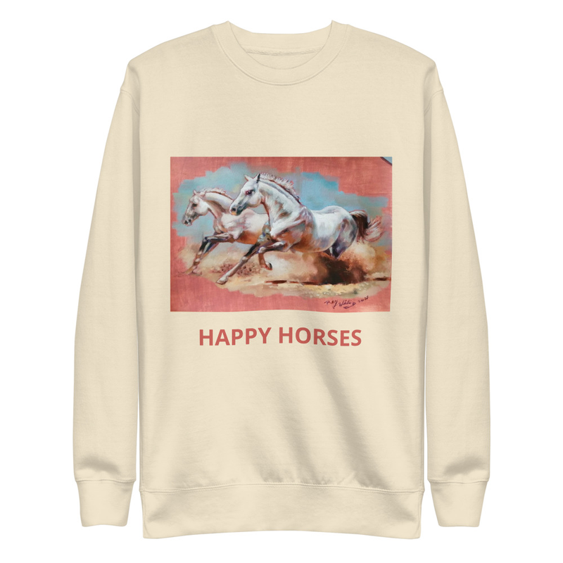 Unisex Premium Winter Sweatshirt | Cotton Heritage M2480 "HAPPY HORSES"
