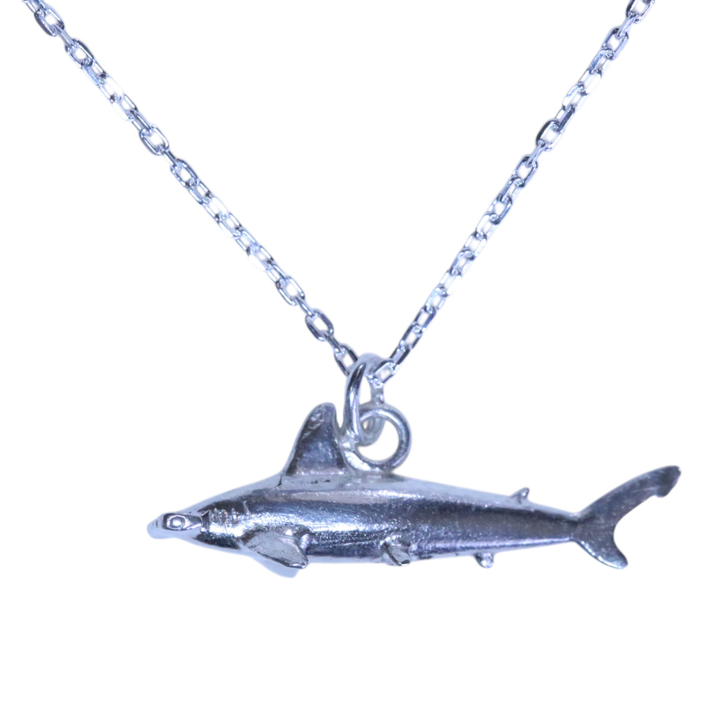 Scalloped Hammerhead Shark Pendant with Chain