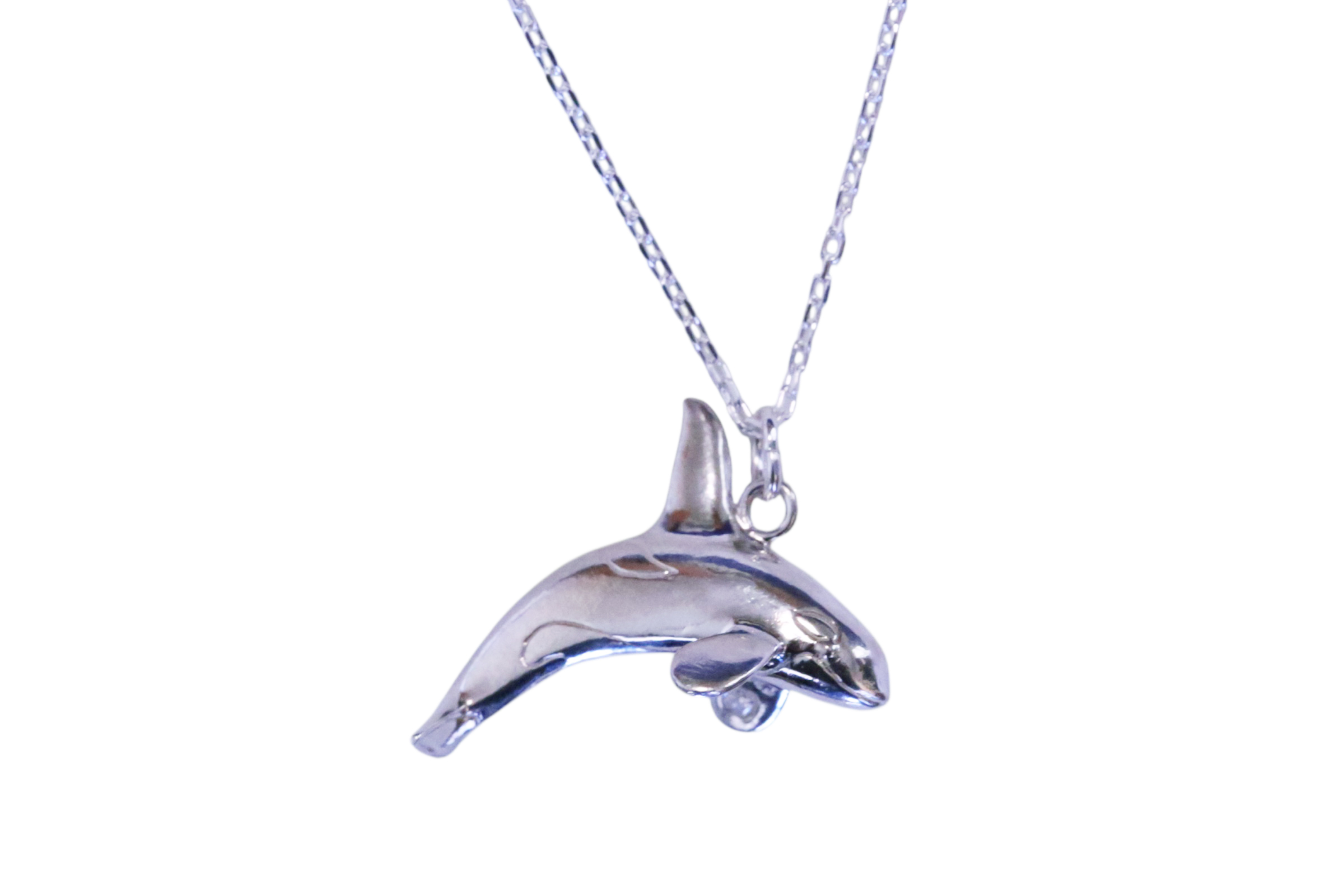  Orca / Killer Whale (Jumping Shape) Pendant with Chain