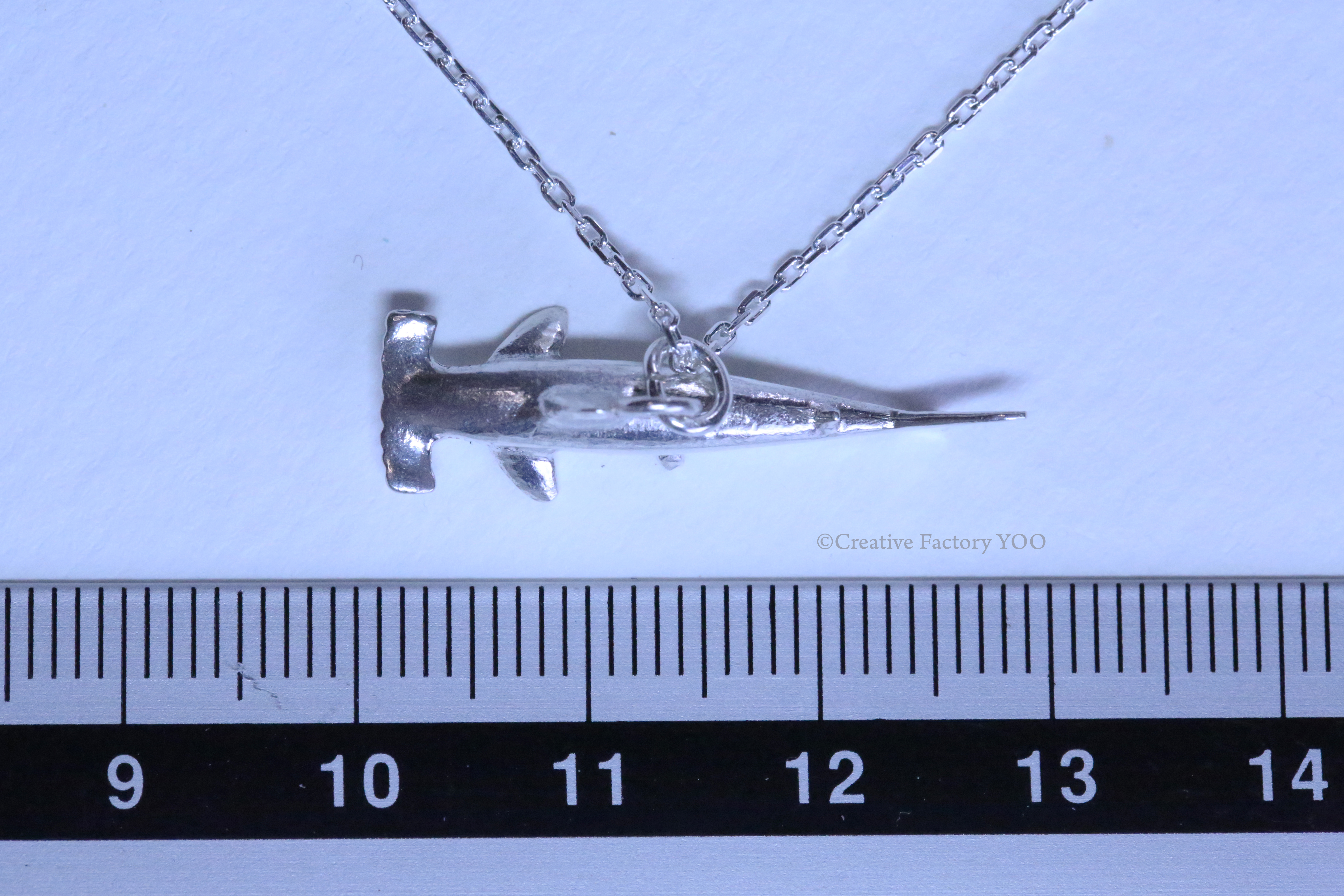 Scalloped Hammerhead Shark Pendant with Chain