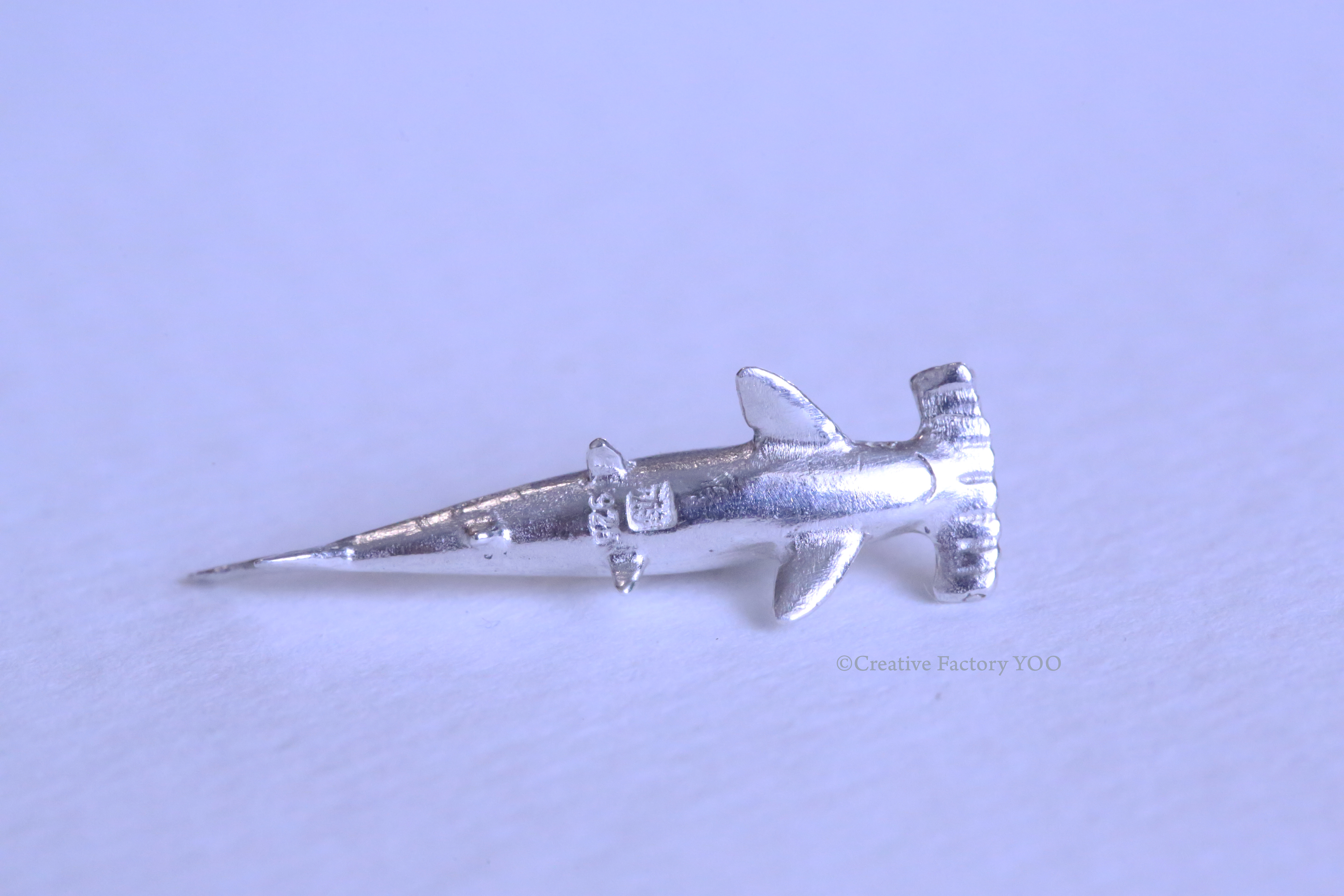 Scalloped Hammerhead Shark Pendant with Chain