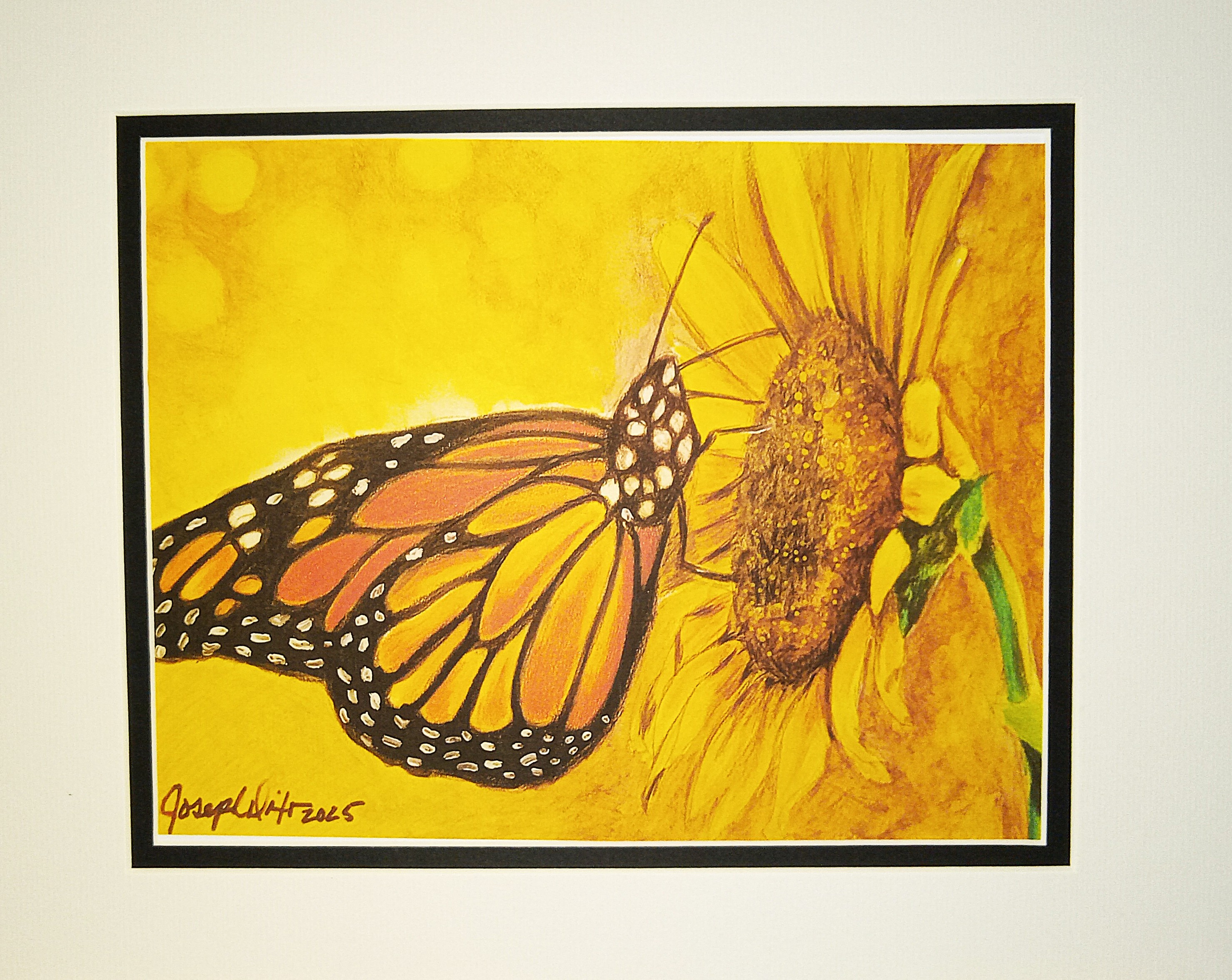 Monarch Butterfly and Sunflower Art Print