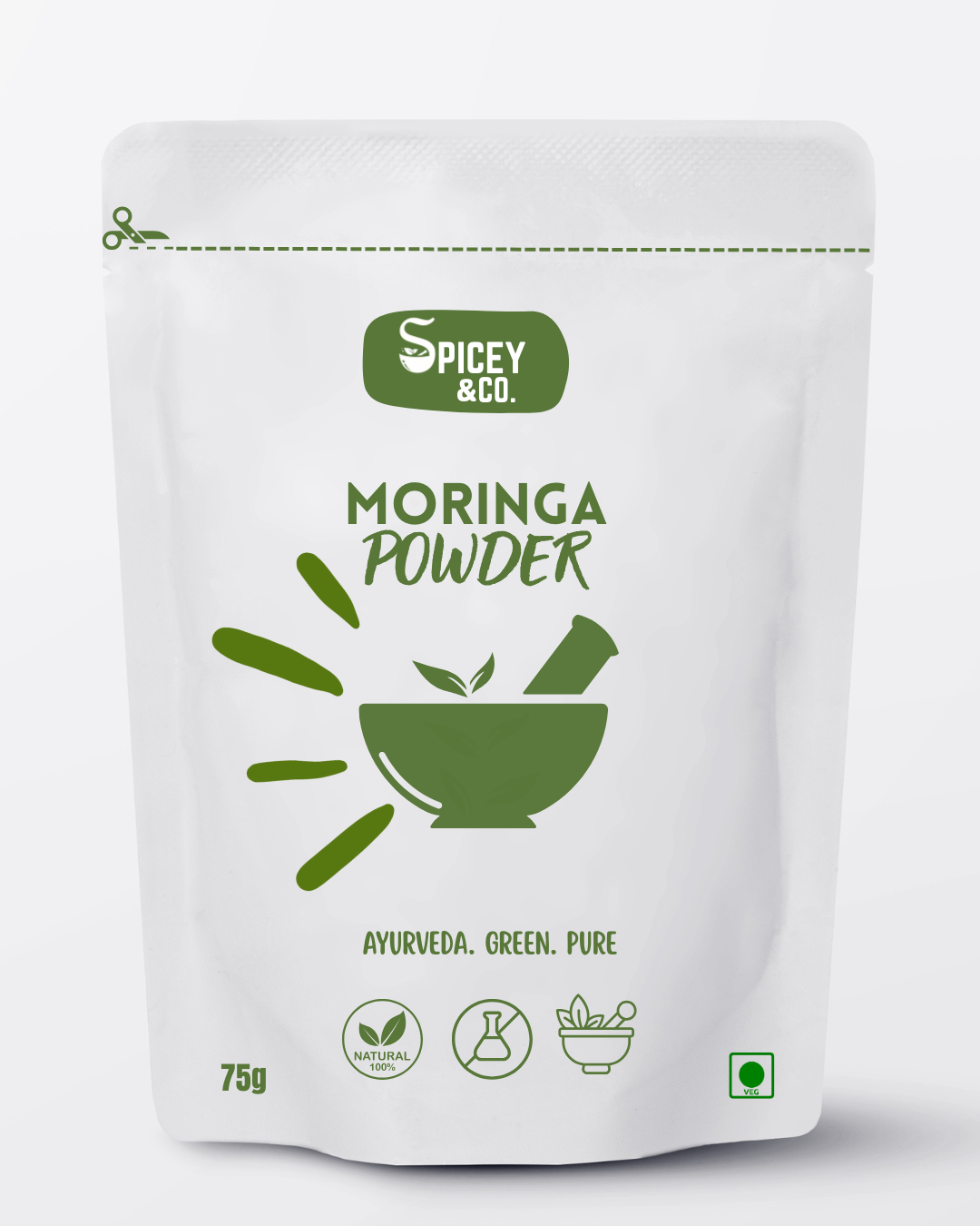 SpiceyNCo Organic Moringa Powder 75g – 100% Natural Moringa Oleifera Leaf | Immunity Booster, Energy & Vitality | Antioxidant Superfood for Skin & Hair