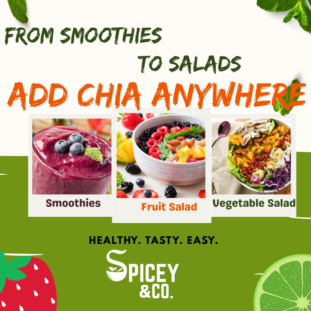 SpiceyNCo Premium Chia Seeds 150 g – 100% Raw & Unroasted Superfood | Rich in Omega-3, Protein & Fiber | Supports Digestion, Weight-Management & Energy