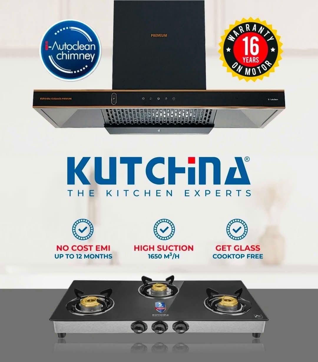 Kutchina Kitchen Chimney with Glass Cooktop