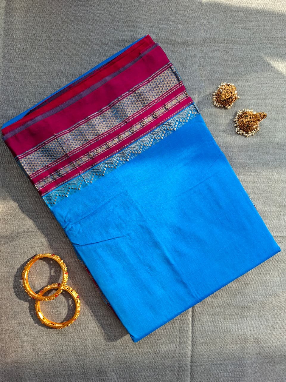 Plain cotton silk saree with silk pallu(PCBRP-37)