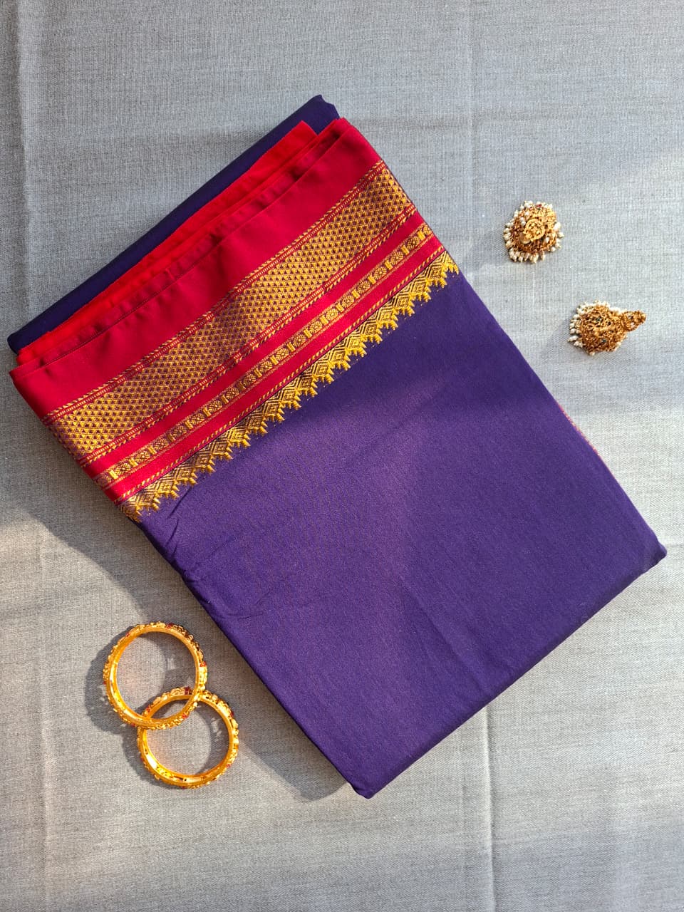 Plain cotton silk saree with silk pallu(PCDRP-40)