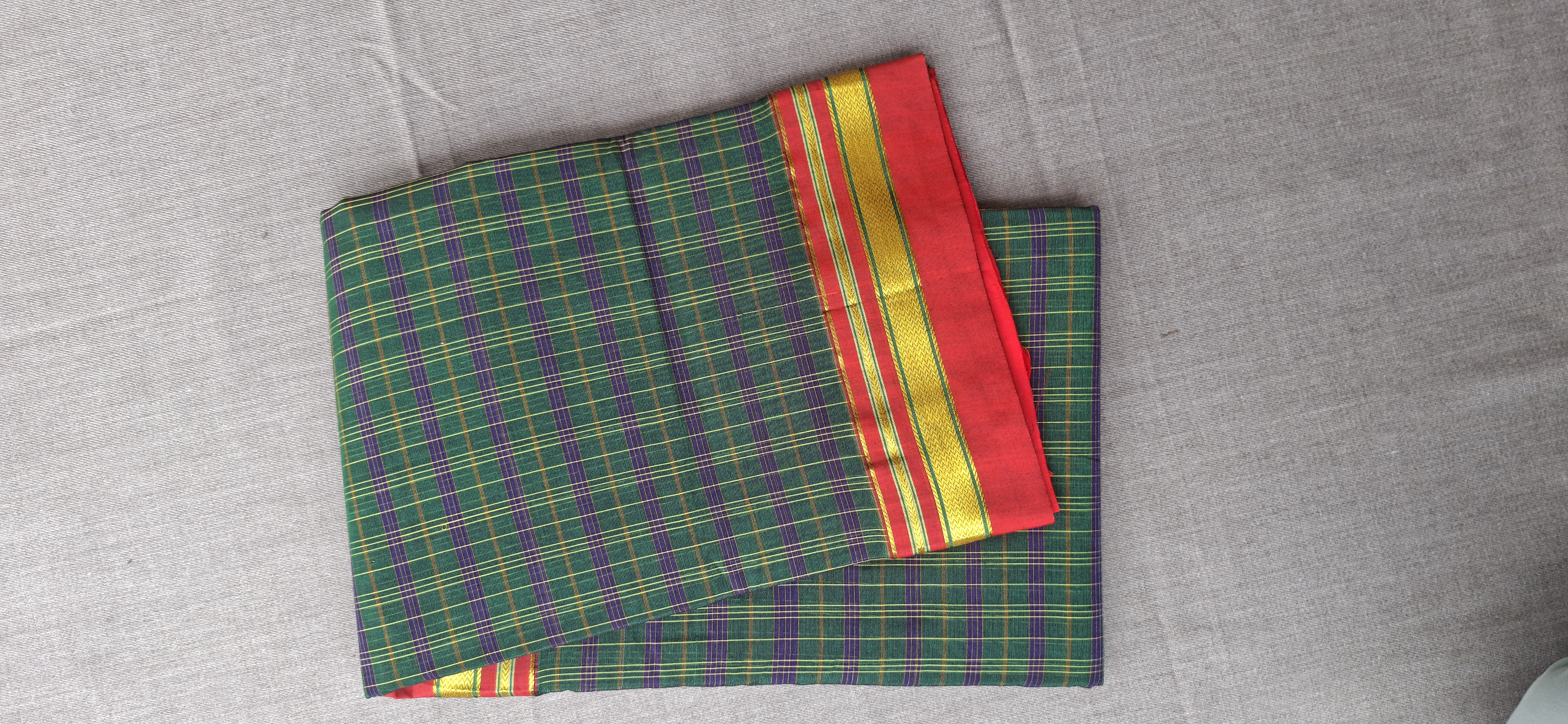 Traditional Checks cotton saree-(GCGBY-80)