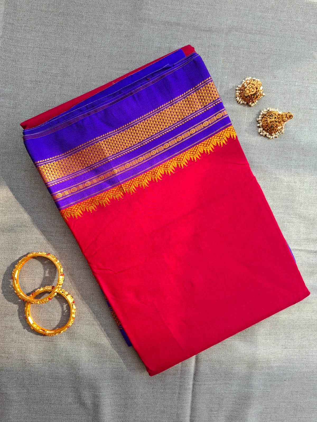 Plain cotton silk saree with silk pallu(PCDP-39)