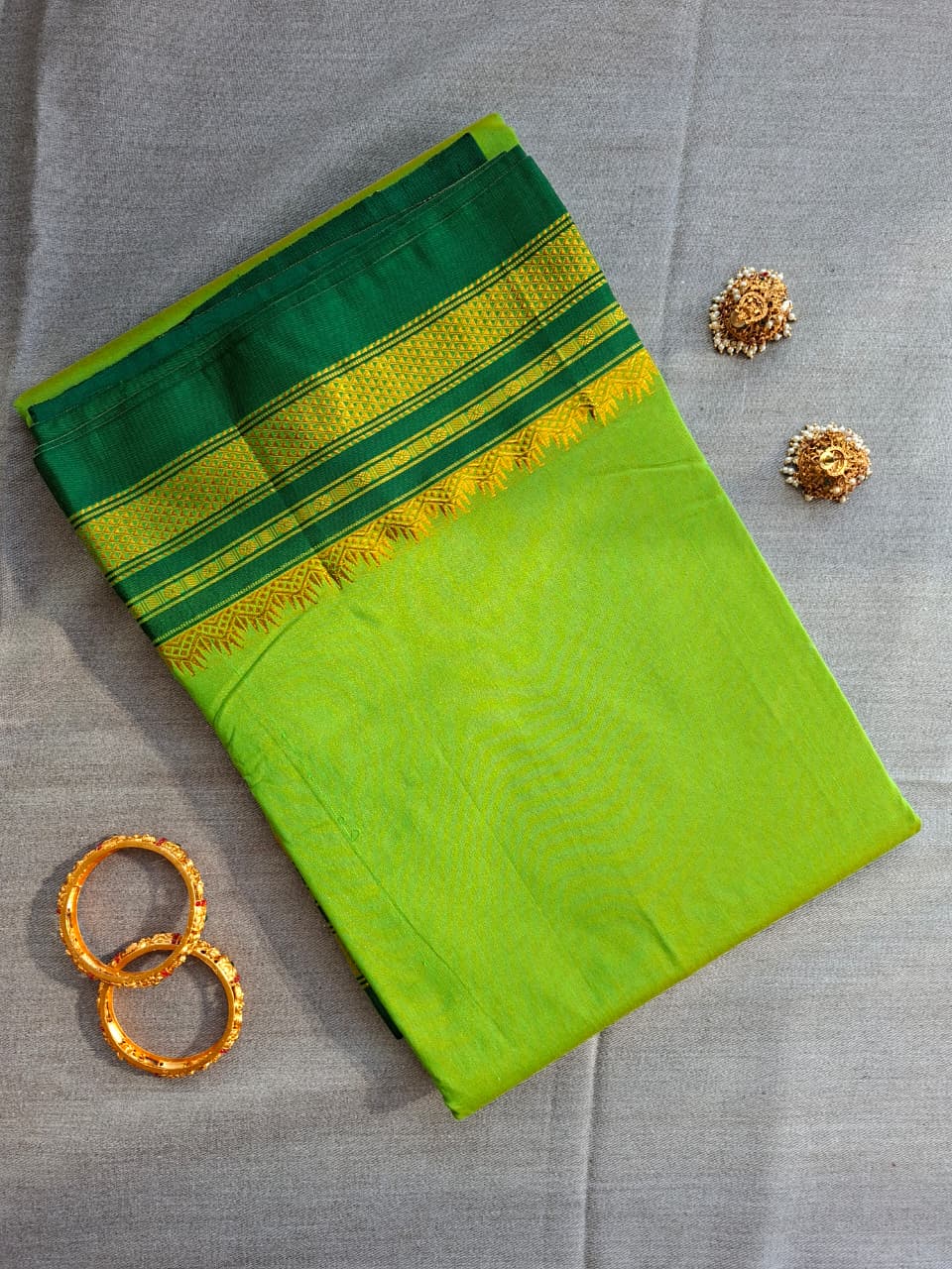 Plain cotton silk saree with silk pallu(PCPG-38)
