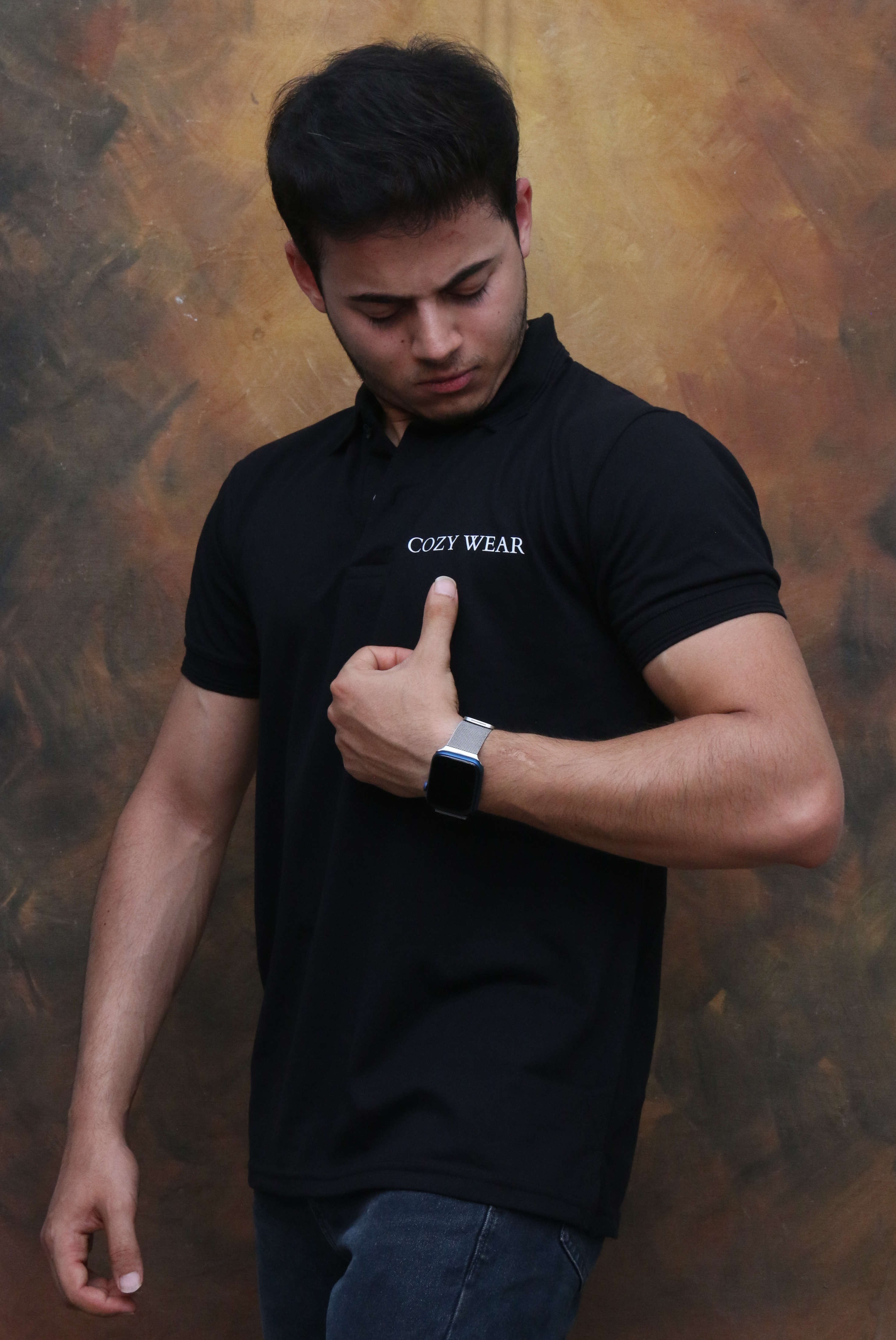 COZY WEAR Black Polo T-shirt 