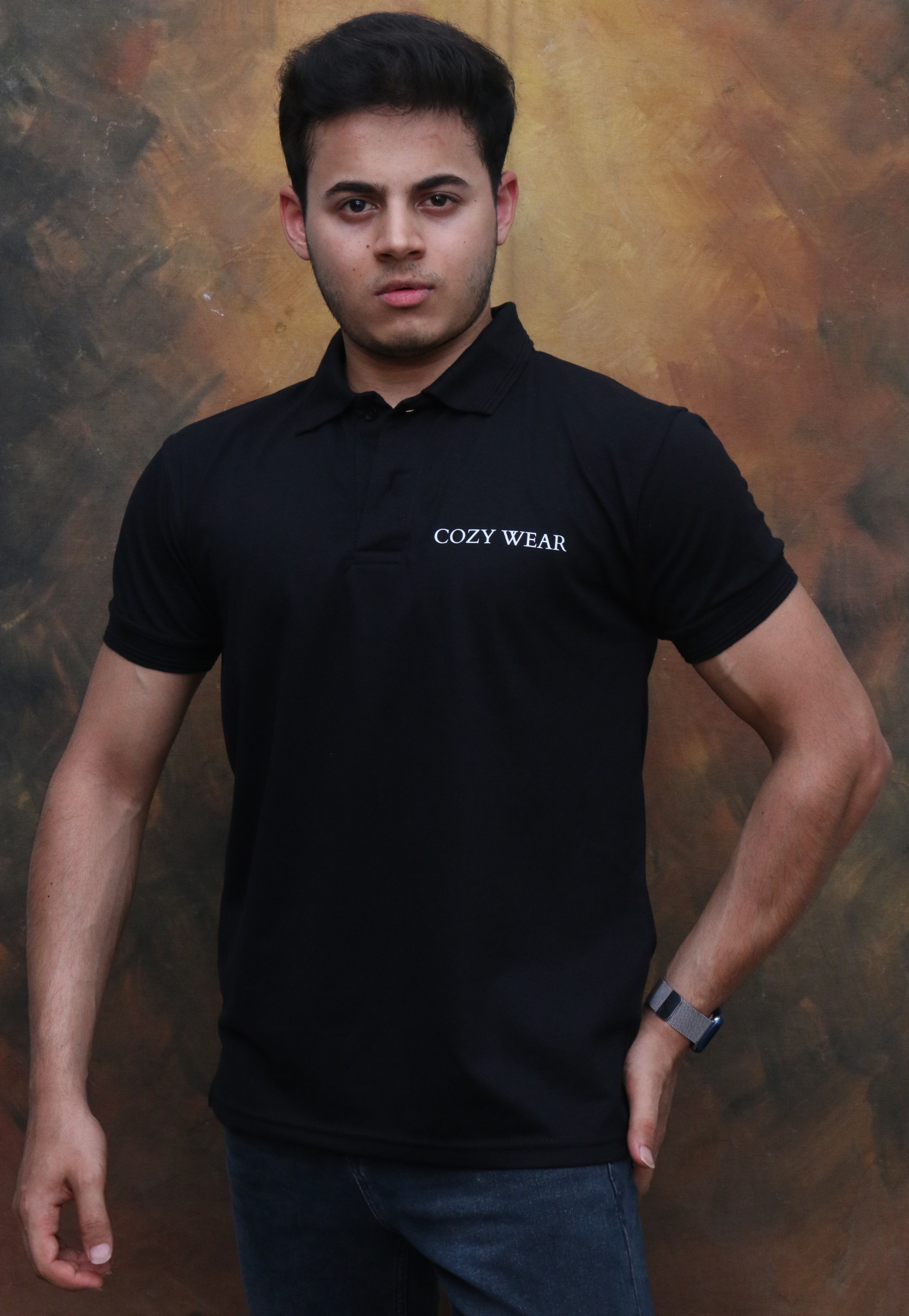 COZY WEAR Black Polo T-shirt 