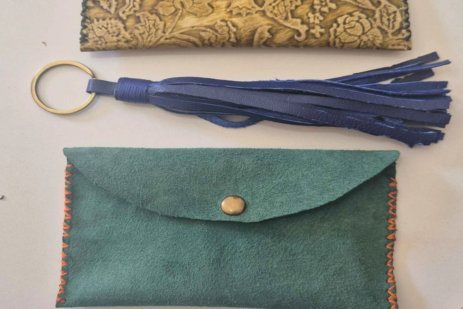 Handcrafted Green Suede Wallet