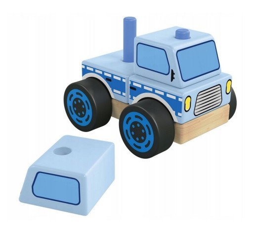 Dřevěné policejní auto a míchačka play tive