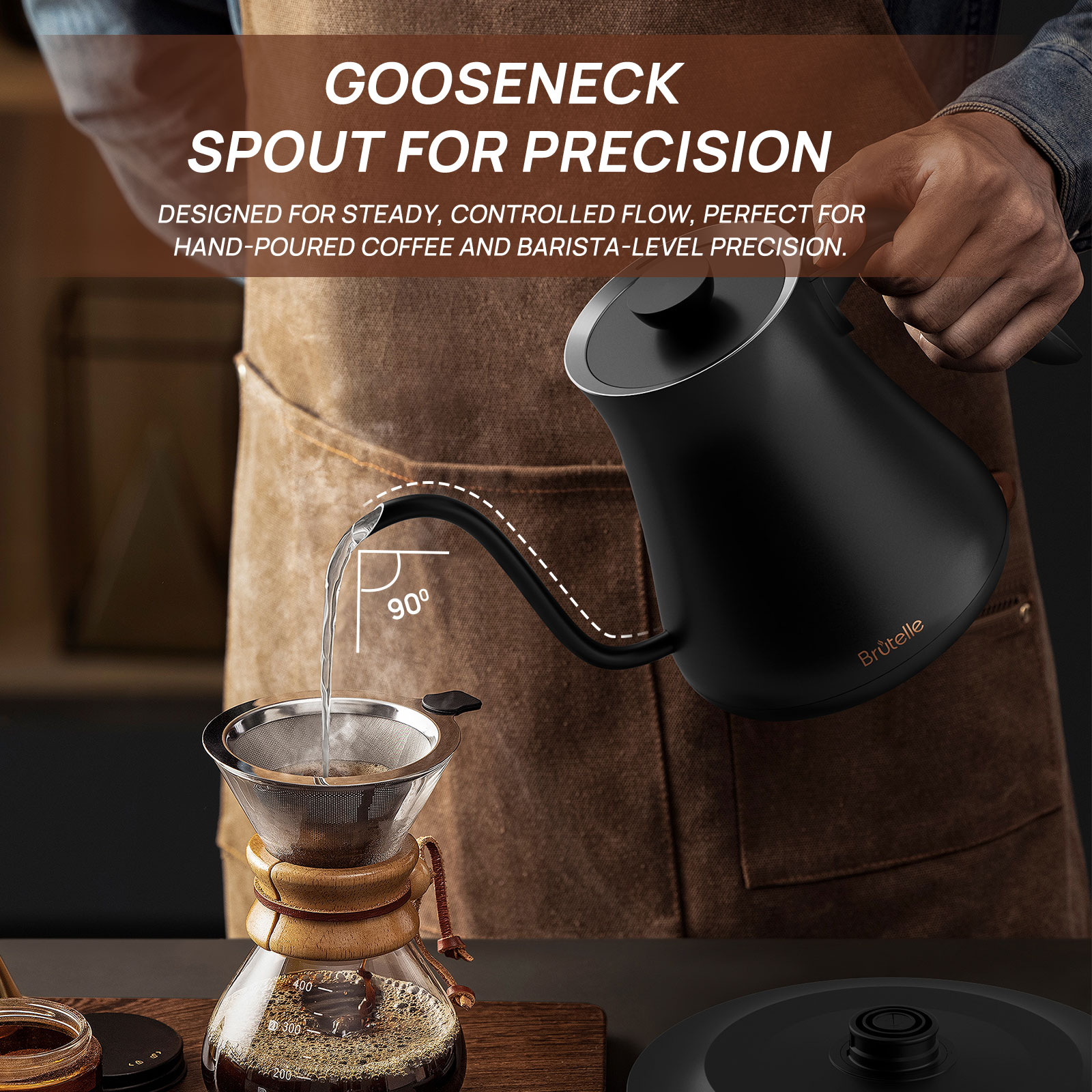 Brutelle Electric Gooseneck Coffee Kettle