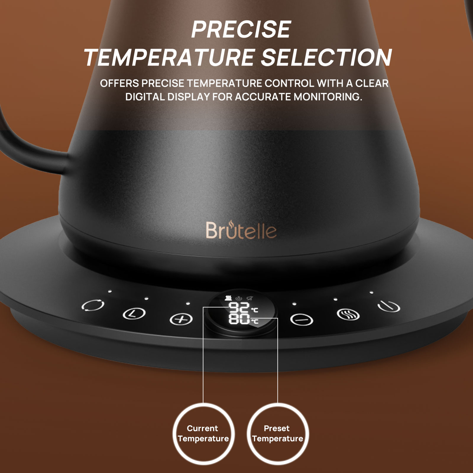 Brutelle Electric Gooseneck Coffee Kettle