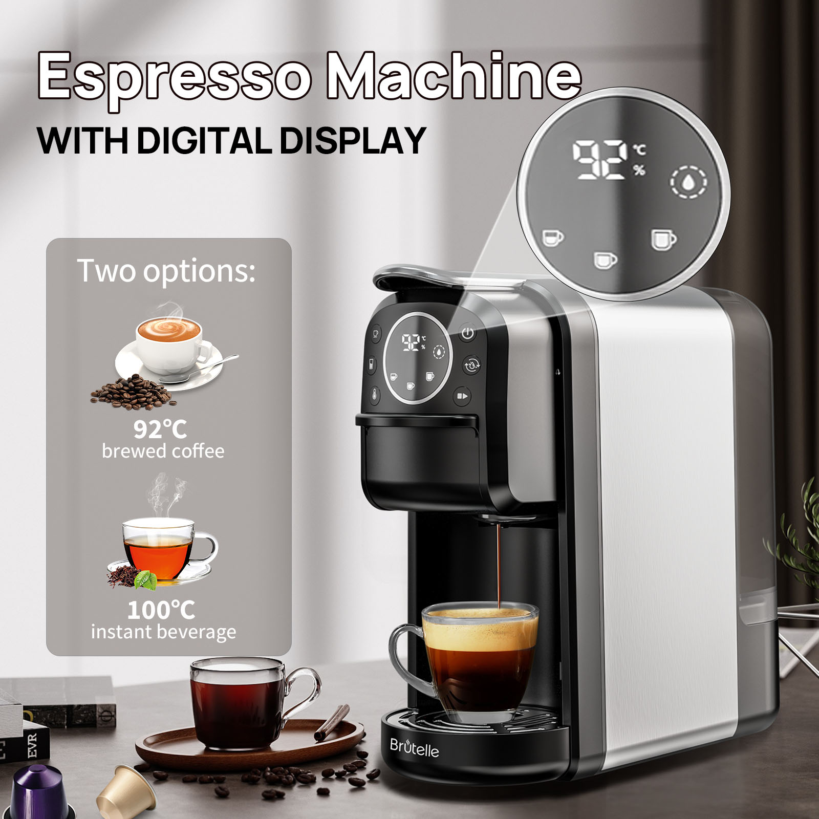 Brutelle 3-in-1 Espresso Coffee Machine