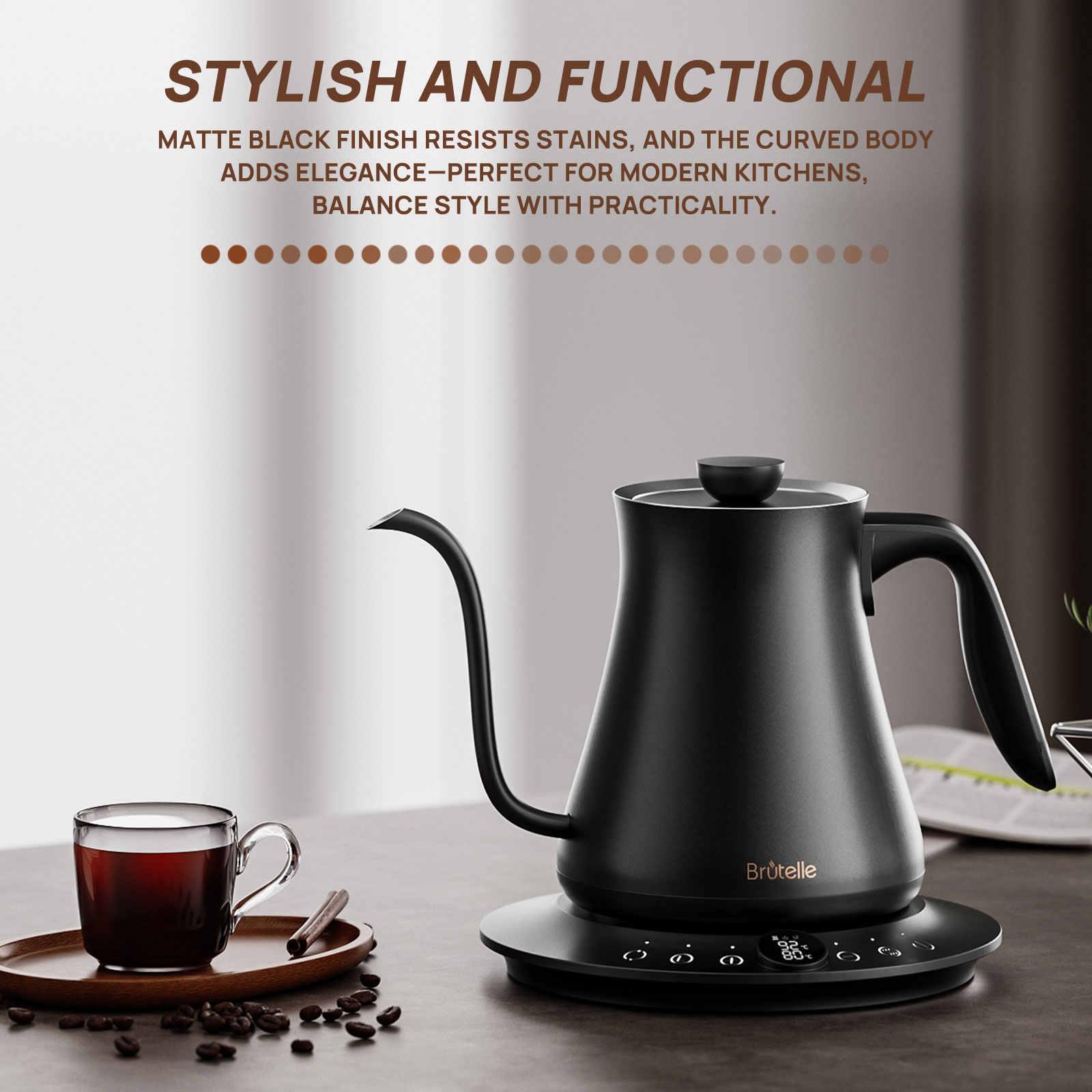 Brutelle Electric Gooseneck Coffee Kettle