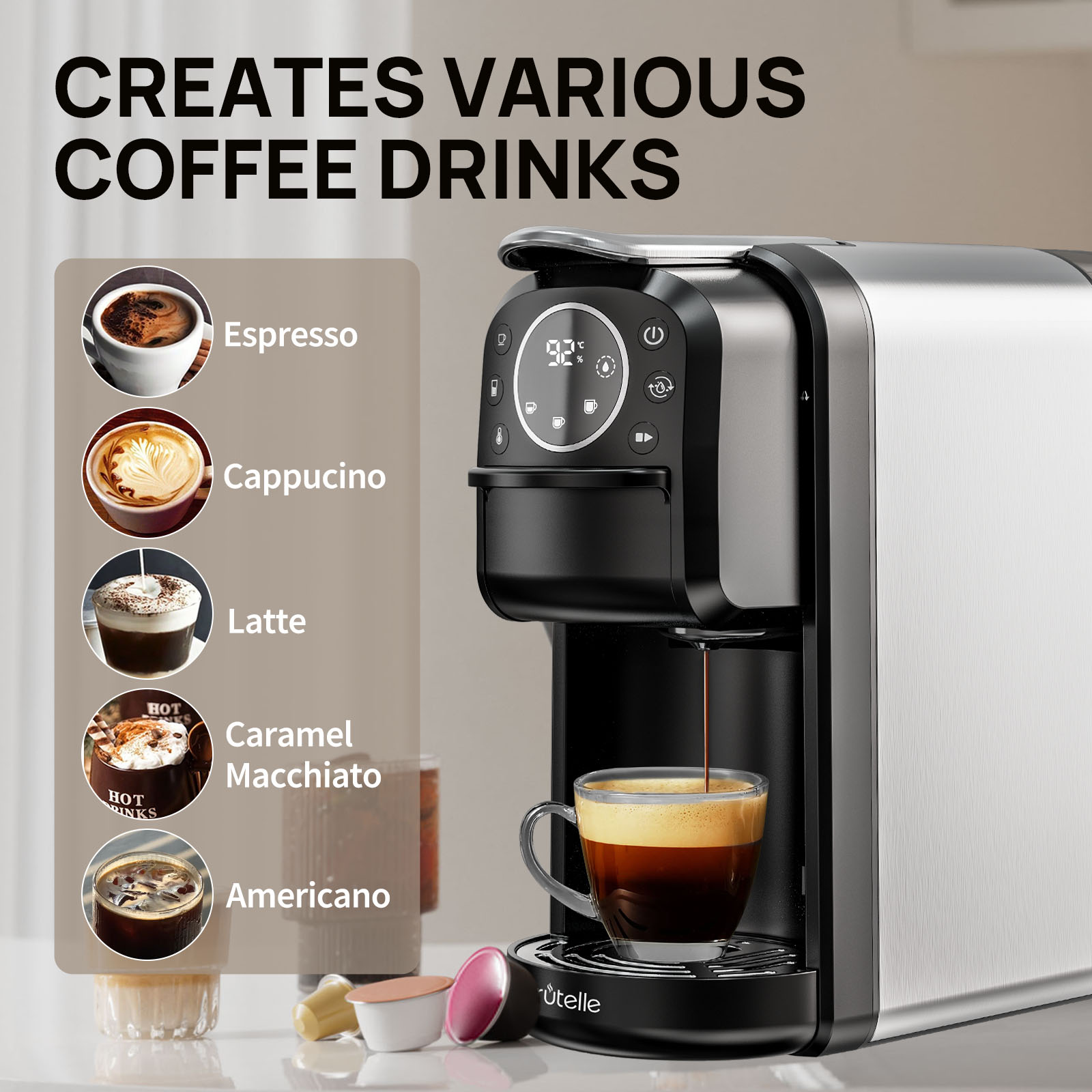 Brutelle 3-in-1 Espresso Coffee Machine